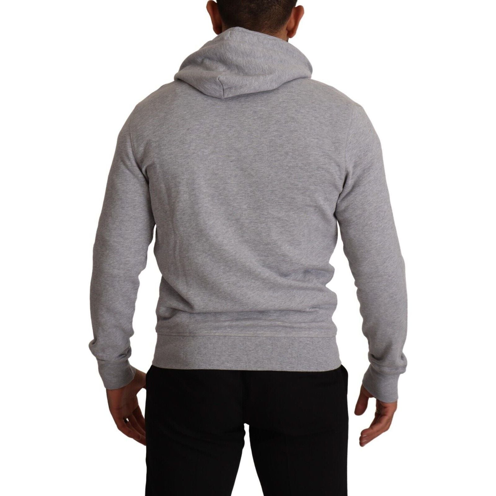 Hackett Light Gray Cotton Full Zip Hooded Sweater