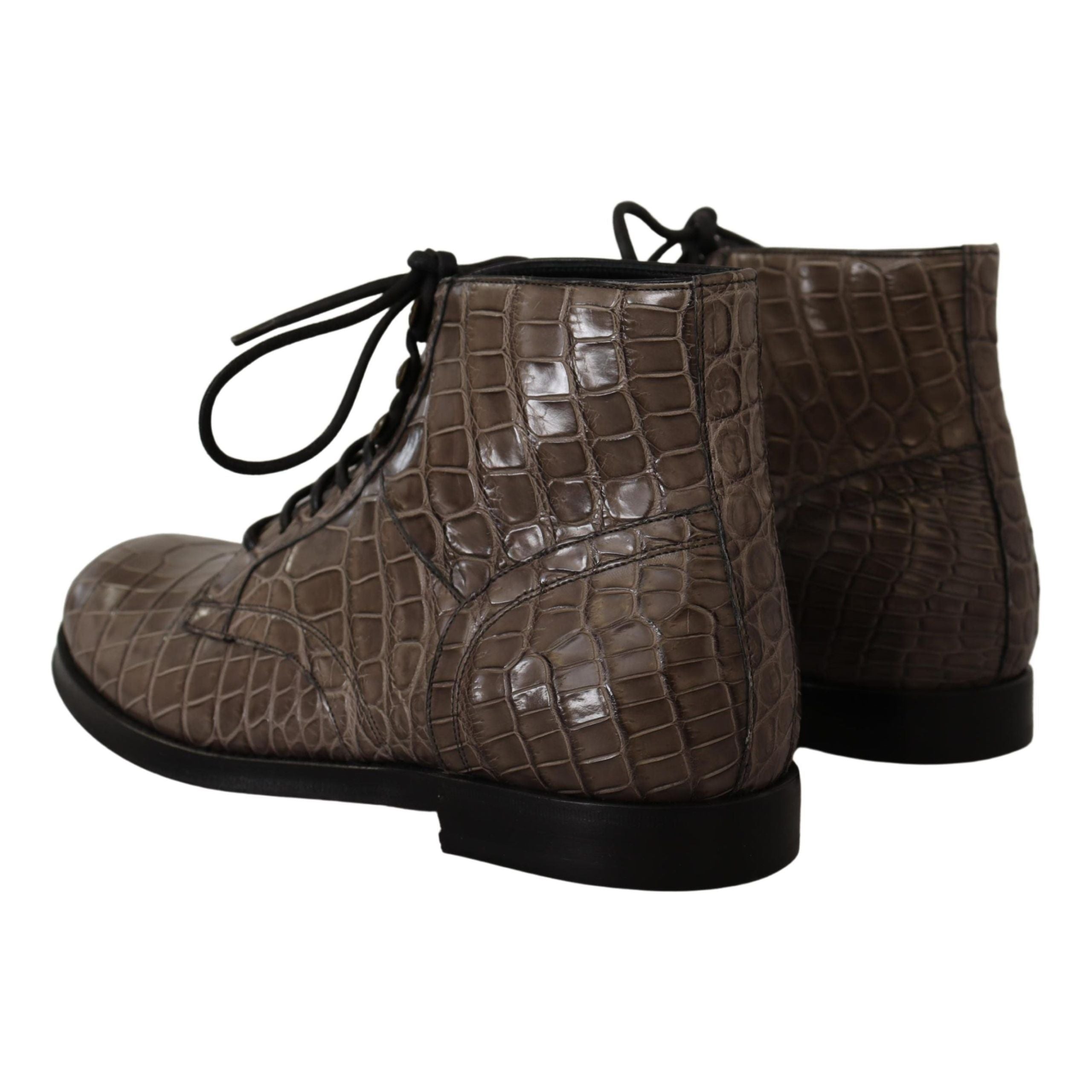 Dolce & Gabbana Black Crocodile Derby Brogue Boots