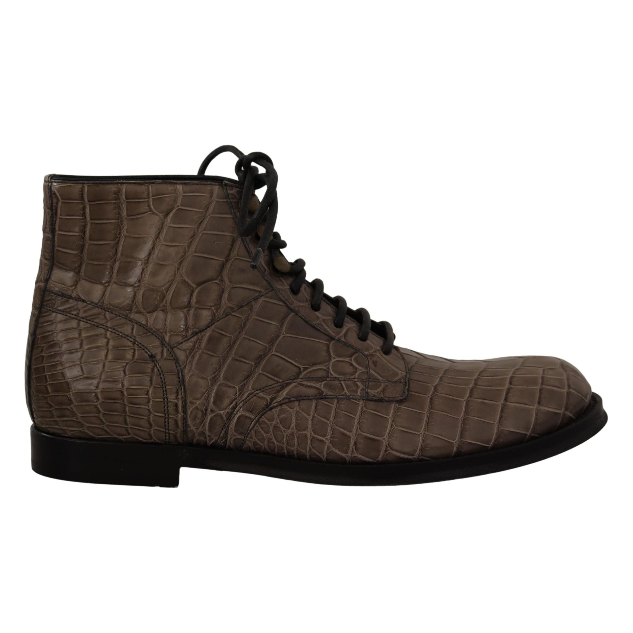 Dolce & Gabbana Black Crocodile Derby Brogue Boots