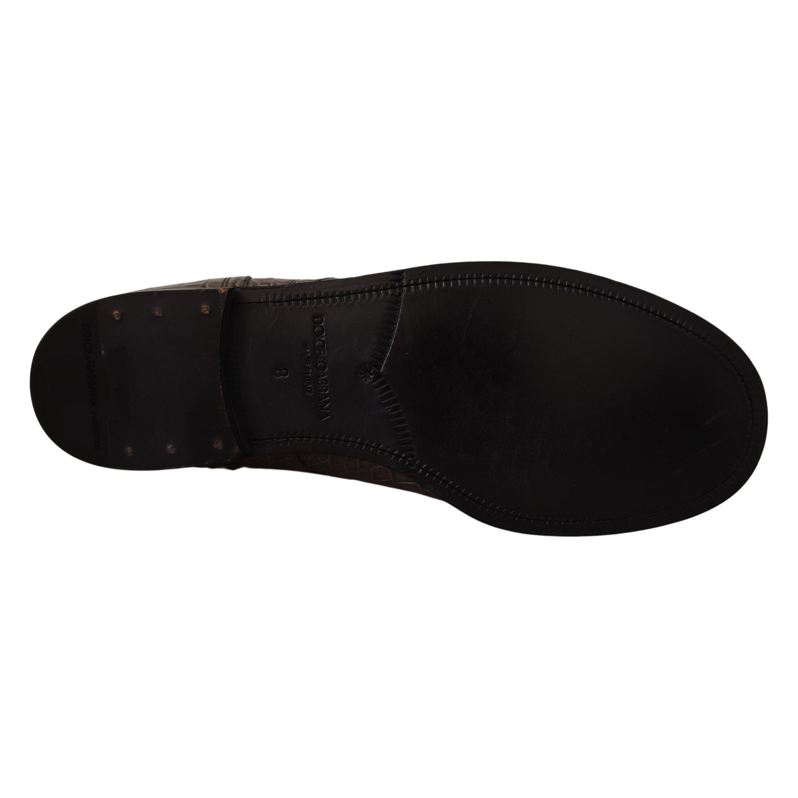 Dolce & Gabbana Black Crocodile Derby Brogue Boots