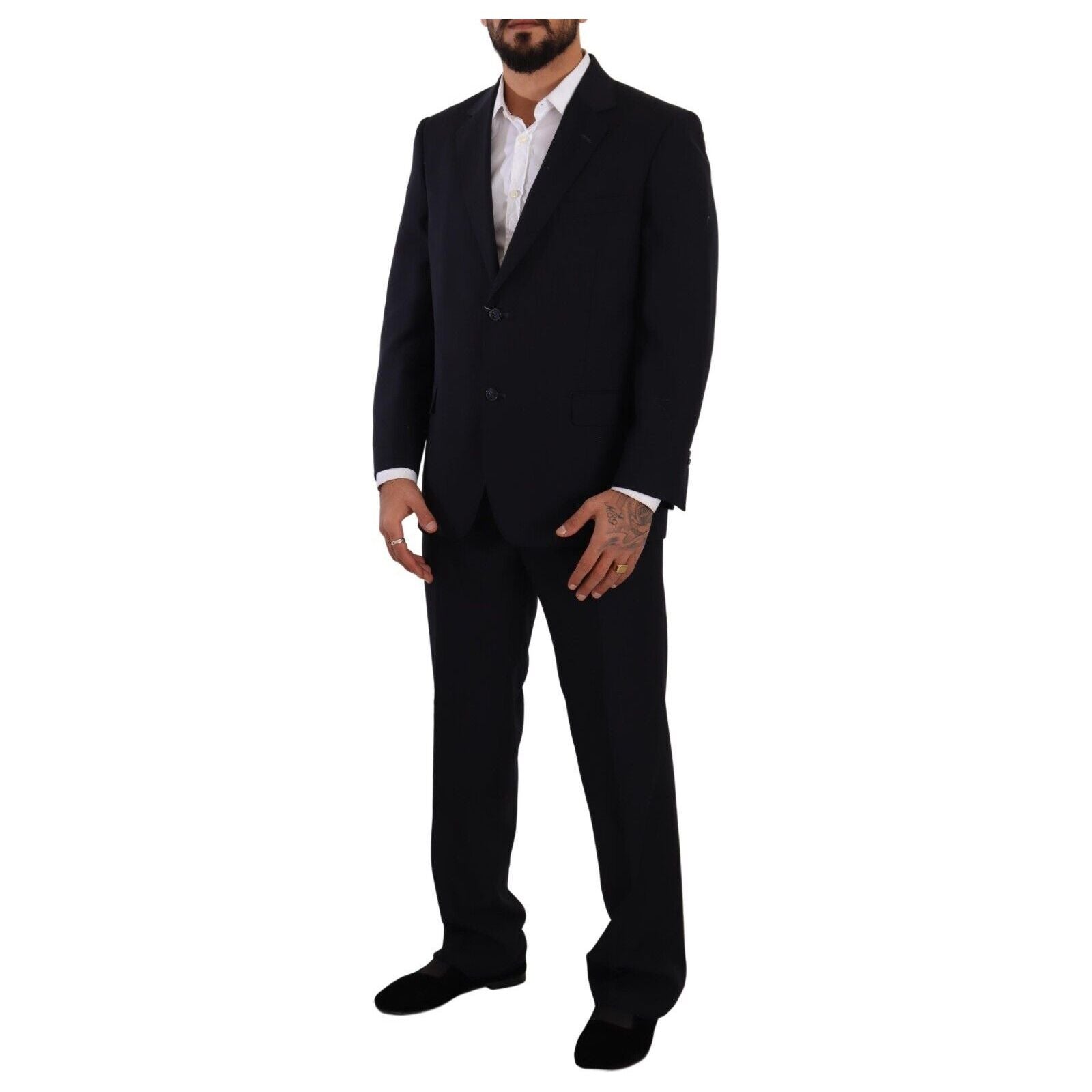 Domenico Tagliente Black Wool Two-Piece Suit Ensemble