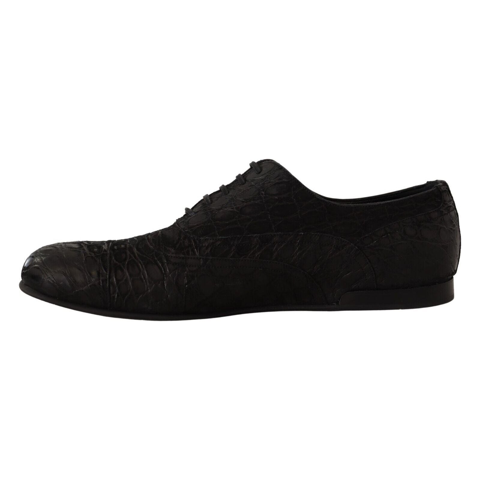 Dolce & Gabbana Black Caiman Leather Oxford Shoes