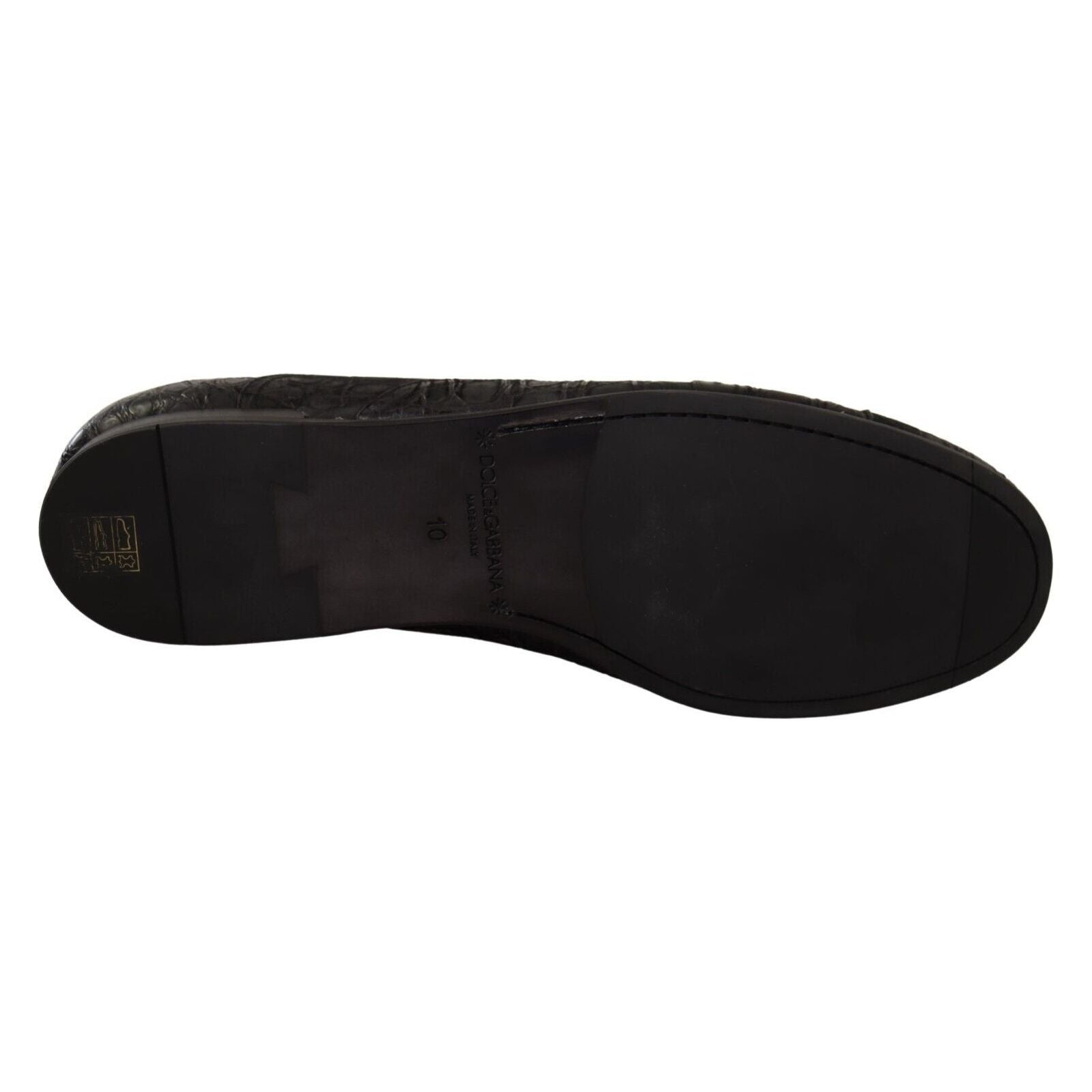 Dolce & Gabbana Black Caiman Leather Oxford Shoes