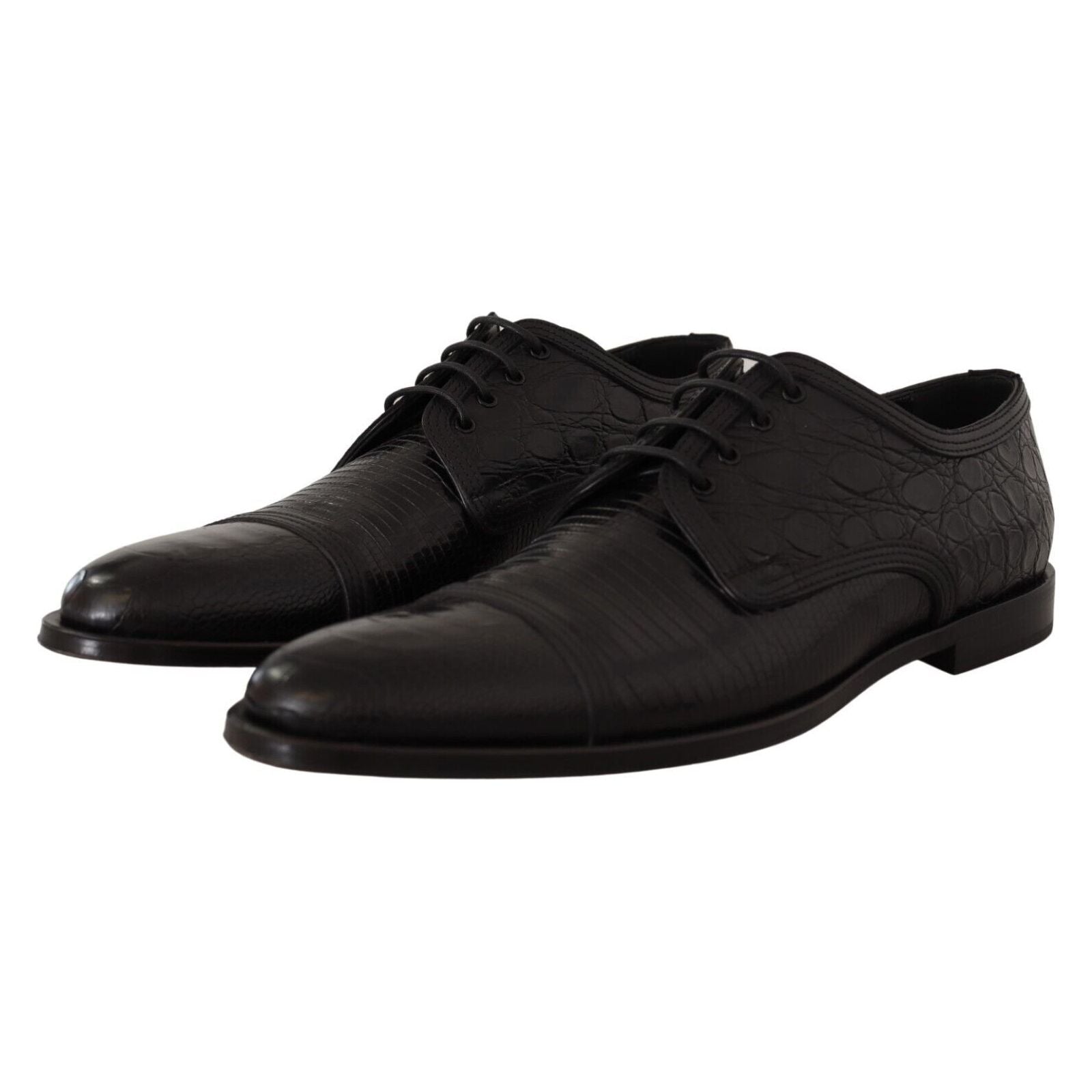 Dolce & Gabbana Black Exotic Leather Formal Lace-Up Shoes