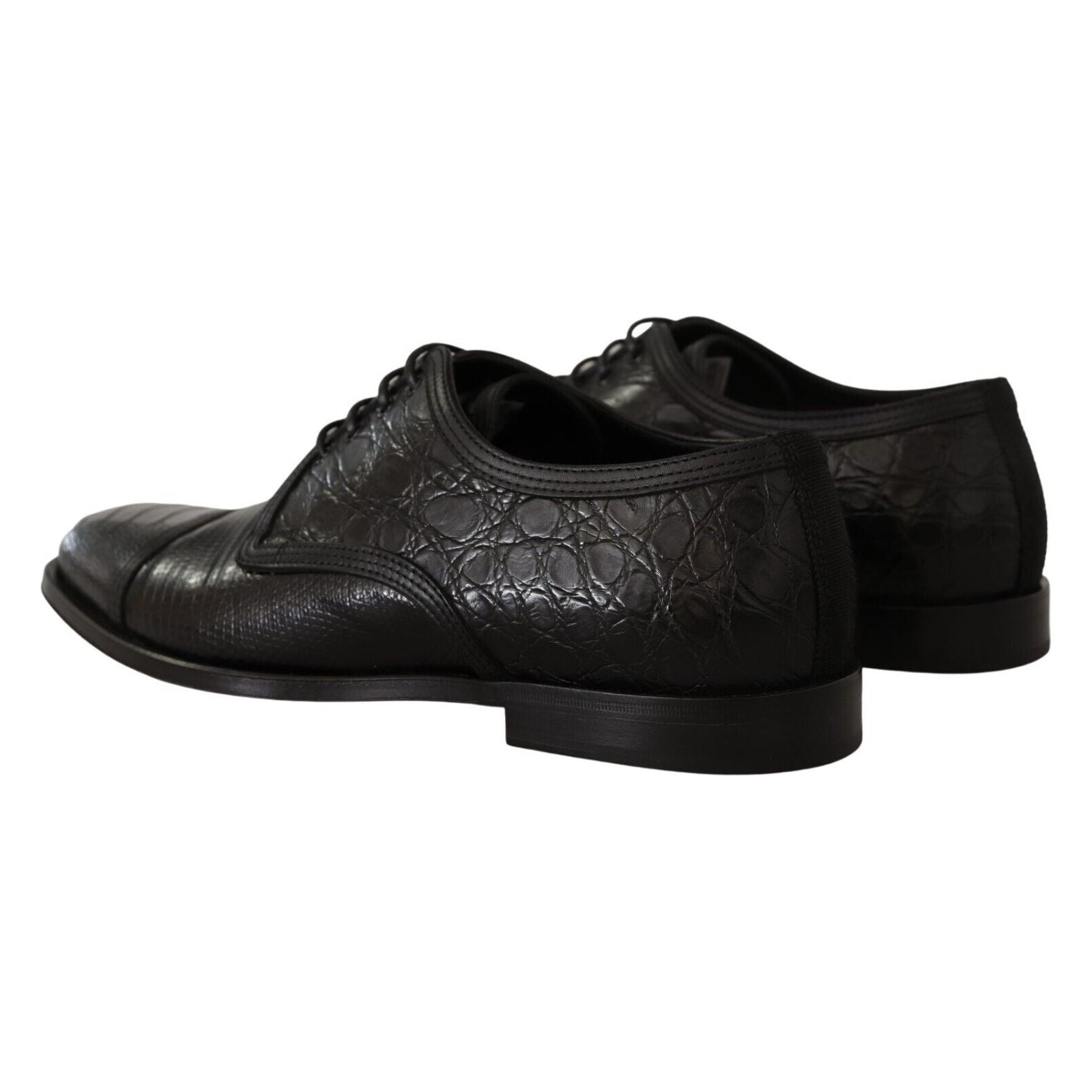 Dolce & Gabbana Black Exotic Leather Formal Lace-Up Shoes