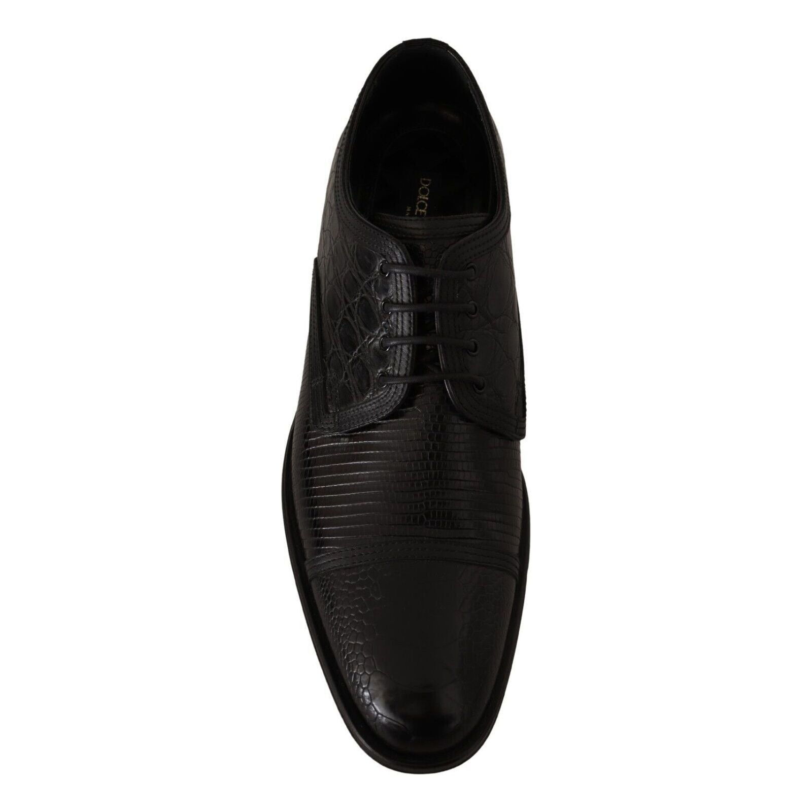 Dolce & Gabbana Black Exotic Leather Formal Lace-Up Shoes
