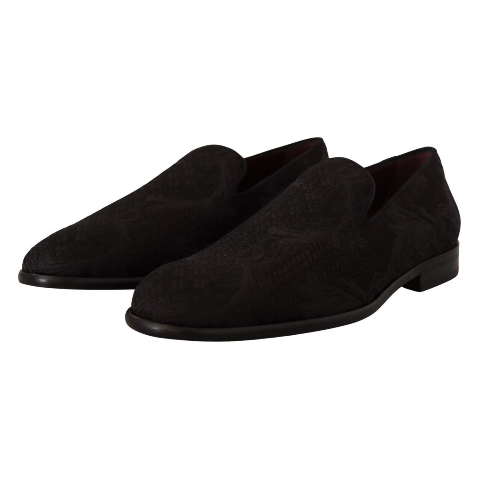 Dolce & Gabbana Black Floral Brocade Slippers for Elegance