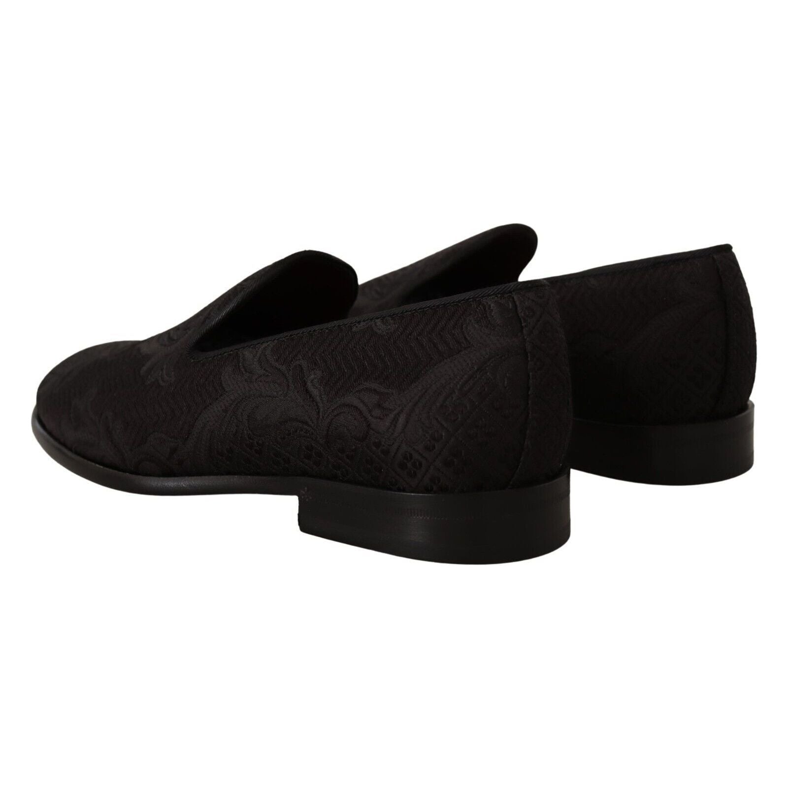 Dolce & Gabbana Black Floral Brocade Slippers for Elegance