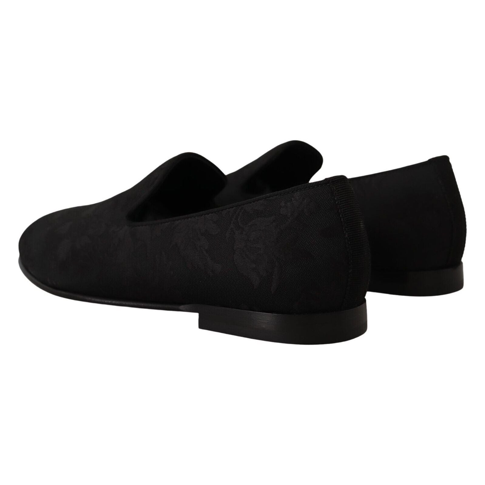 Dolce & Gabbana Black Jacquard Slide On Loafers Flats