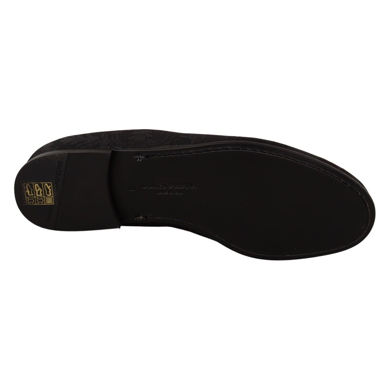 Dolce & Gabbana Black Jacquard Slide On Loafers Flats