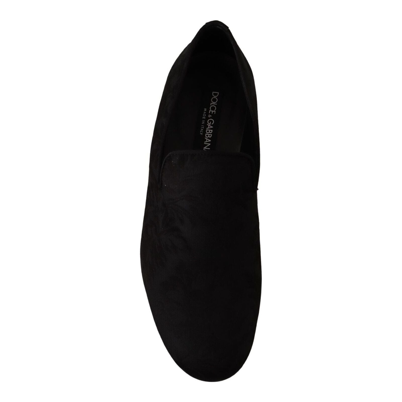 Dolce & Gabbana Black Jacquard Slide On Loafers Flats
