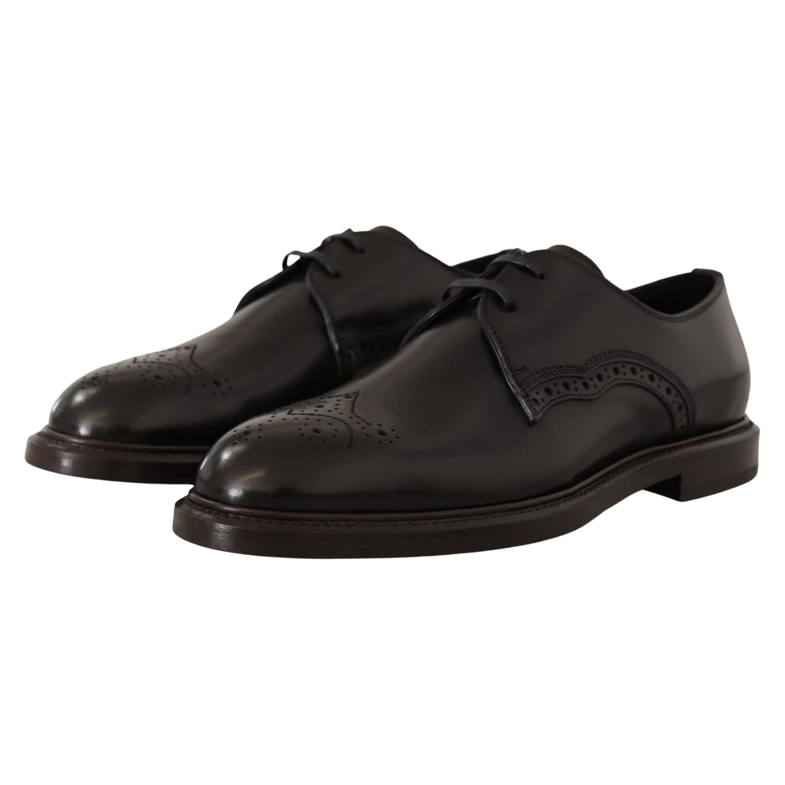 Dolce & Gabbana Black Calfskin Derby Dress Shoes