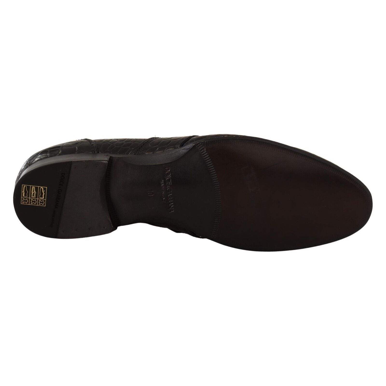 Dolce & Gabbana Black Crocodile Leather Moccasin Shoes