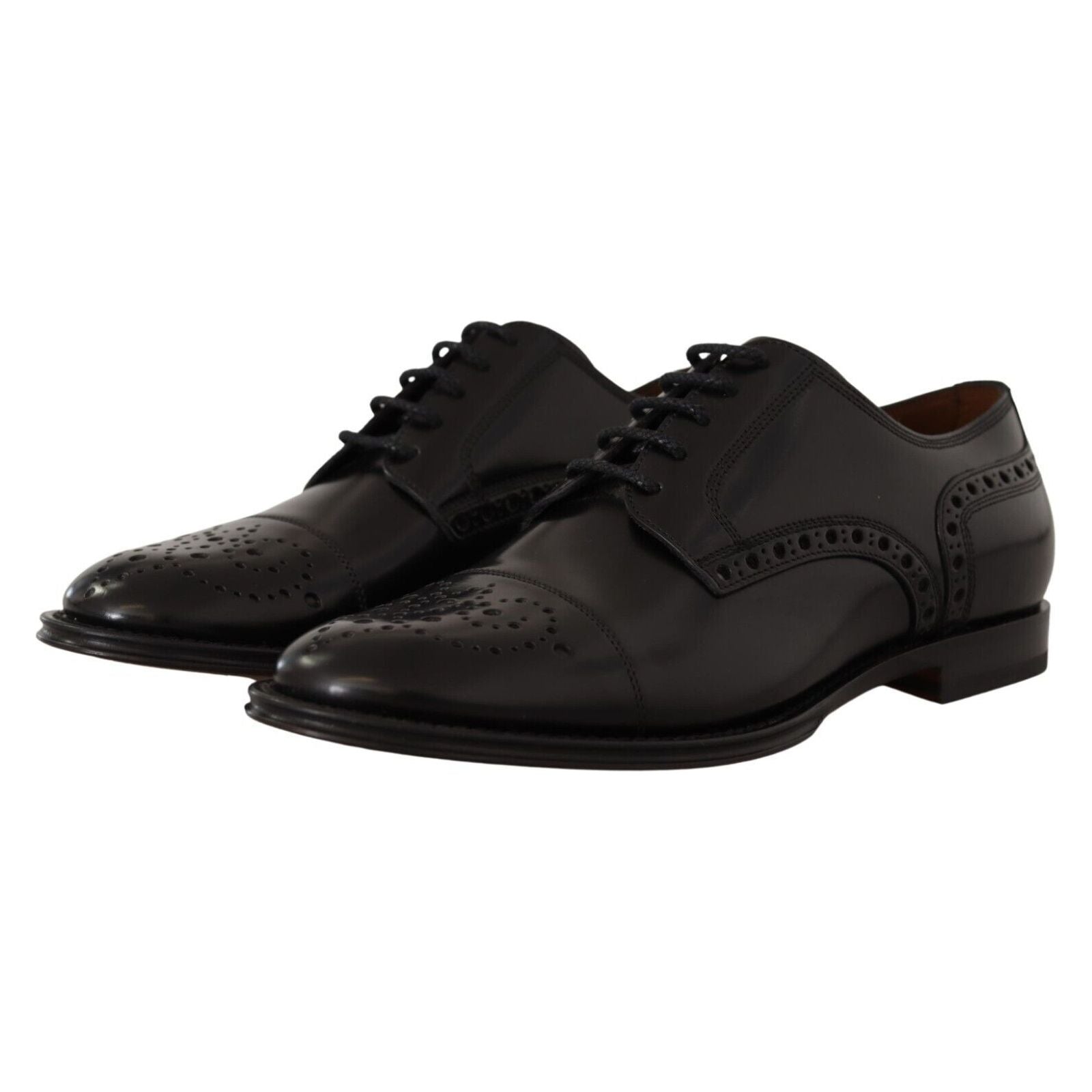 Dolce & Gabbana Black Leather Wingtip Oxford Shoes Class