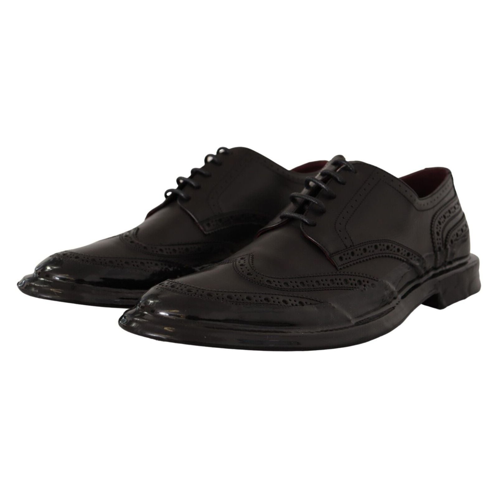 Dolce & Gabbana Black Calfskin Derby Oxford Wingtips