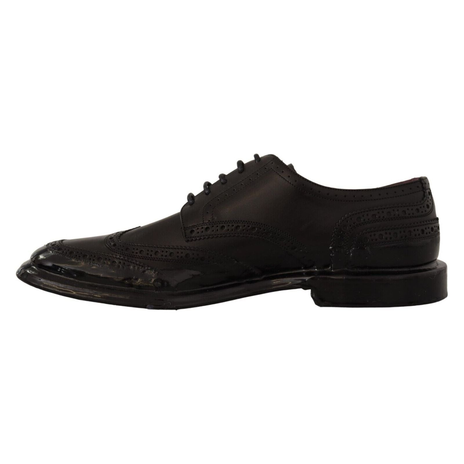Dolce & Gabbana Black Calfskin Derby Oxford Wingtips