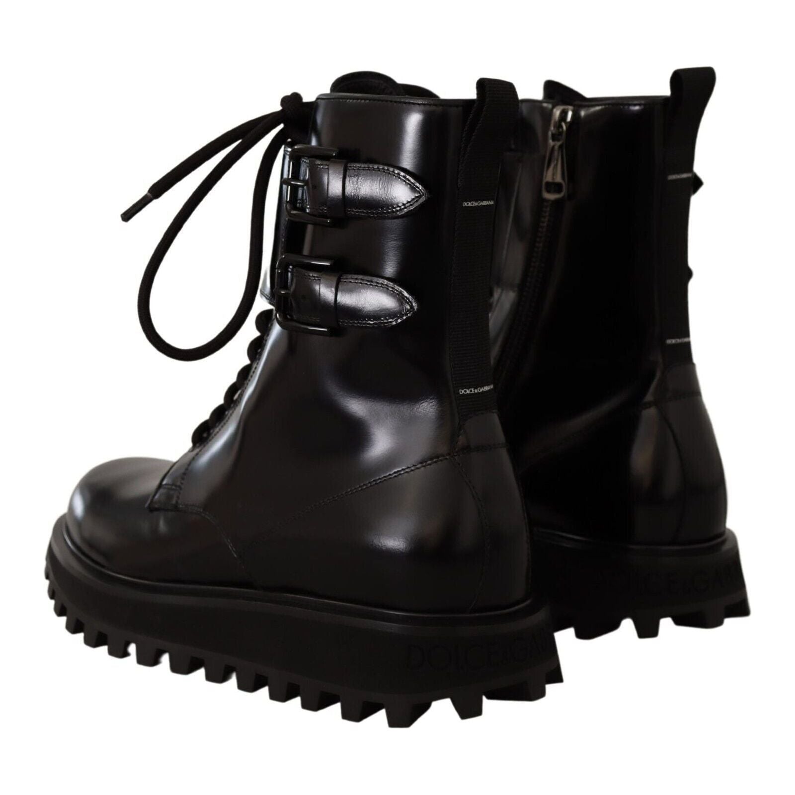 Dolce & Gabbana Black Calfskin Leather Ankle Boots