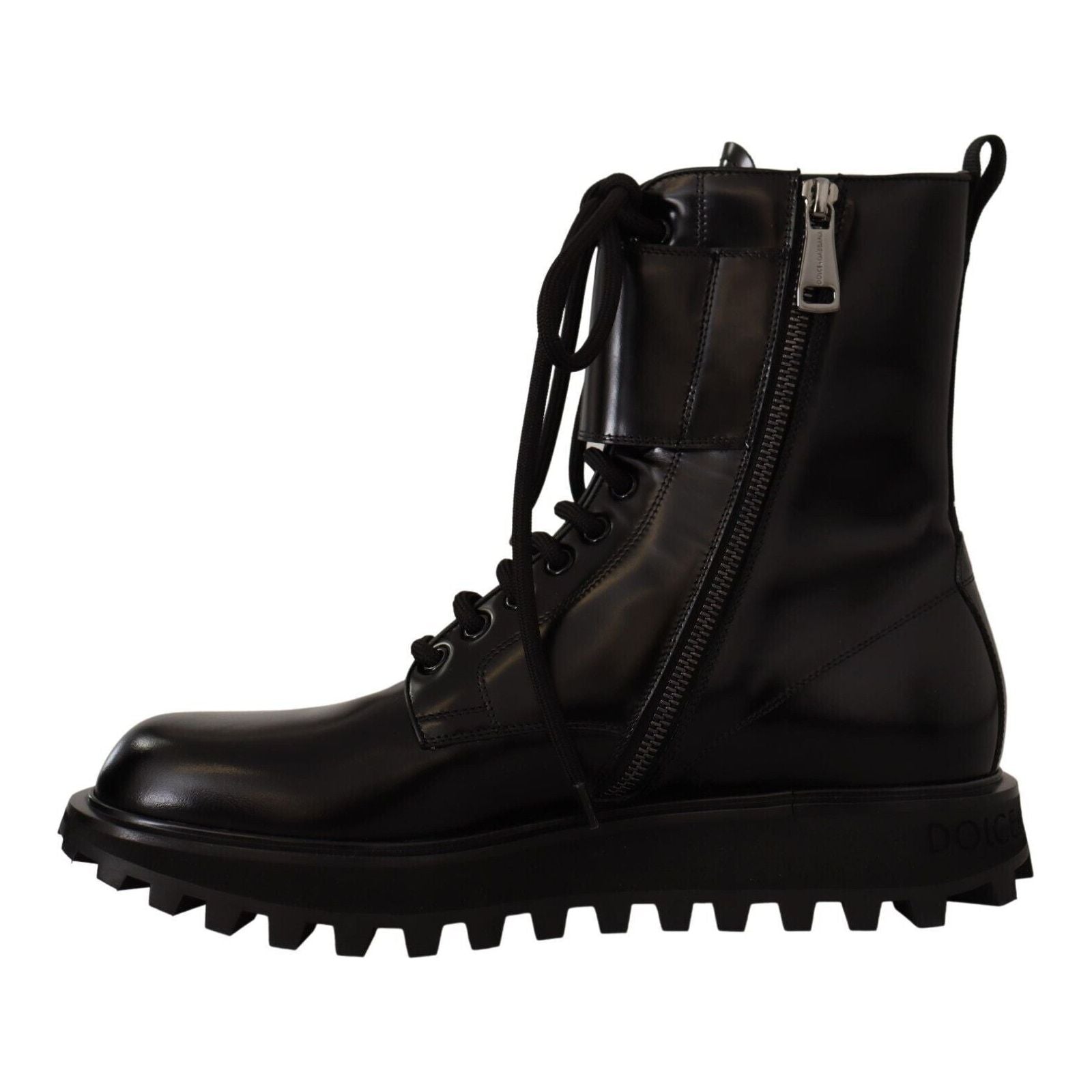 Dolce & Gabbana Black Calfskin Leather Ankle Boots