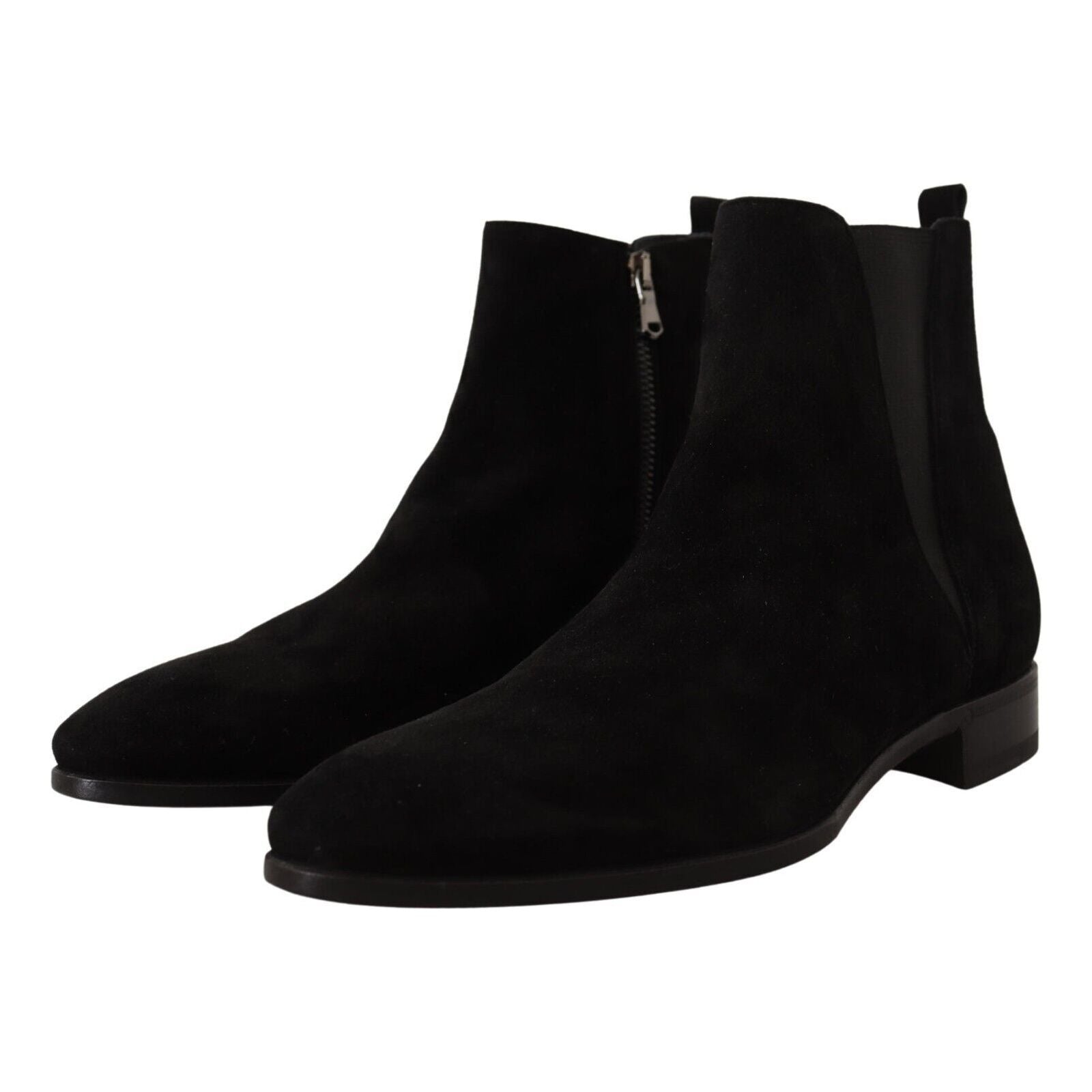 Dolce & Gabbana Black Elegant Suede Leather Chelsea Boots