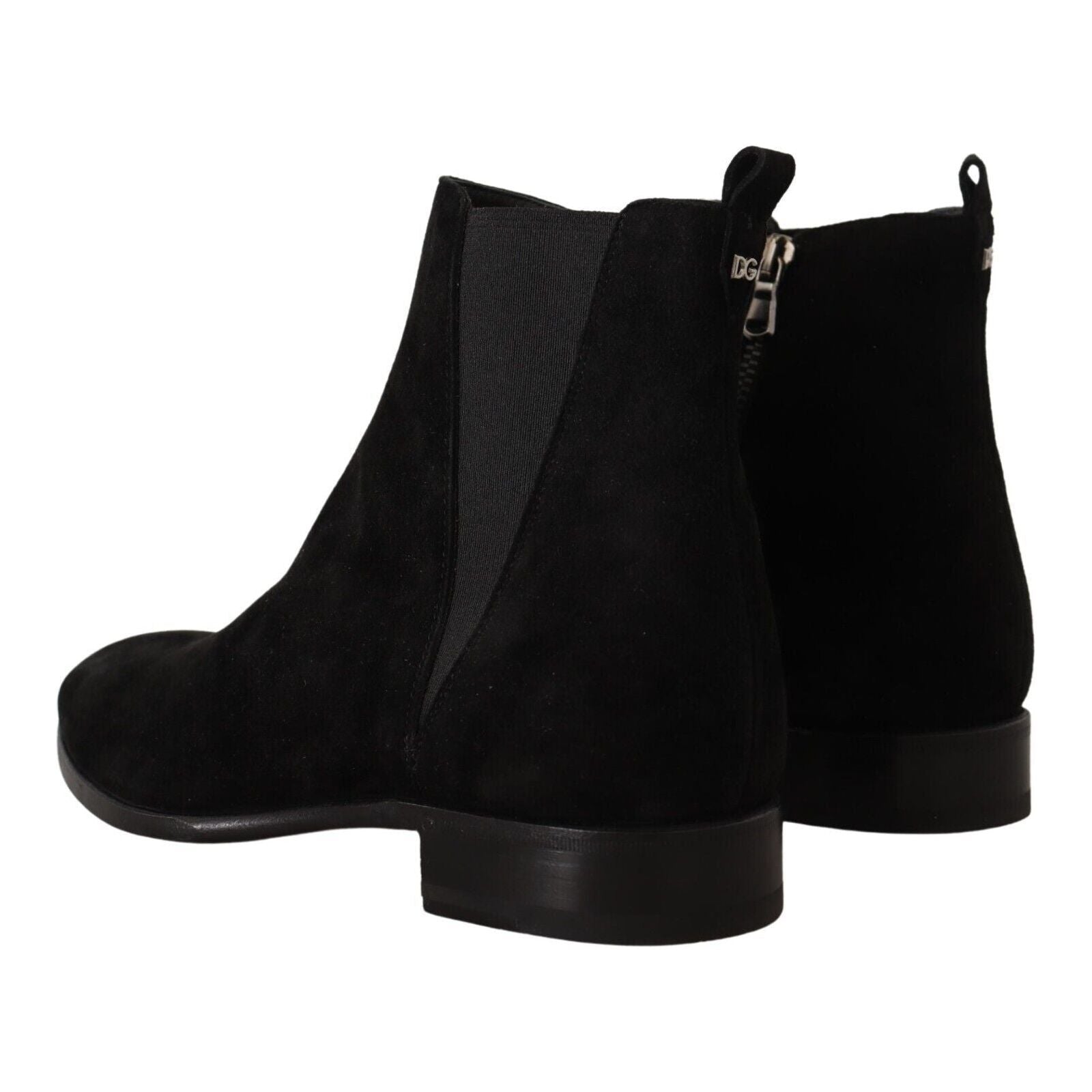 Dolce & Gabbana Black Elegant Suede Leather Chelsea Boots