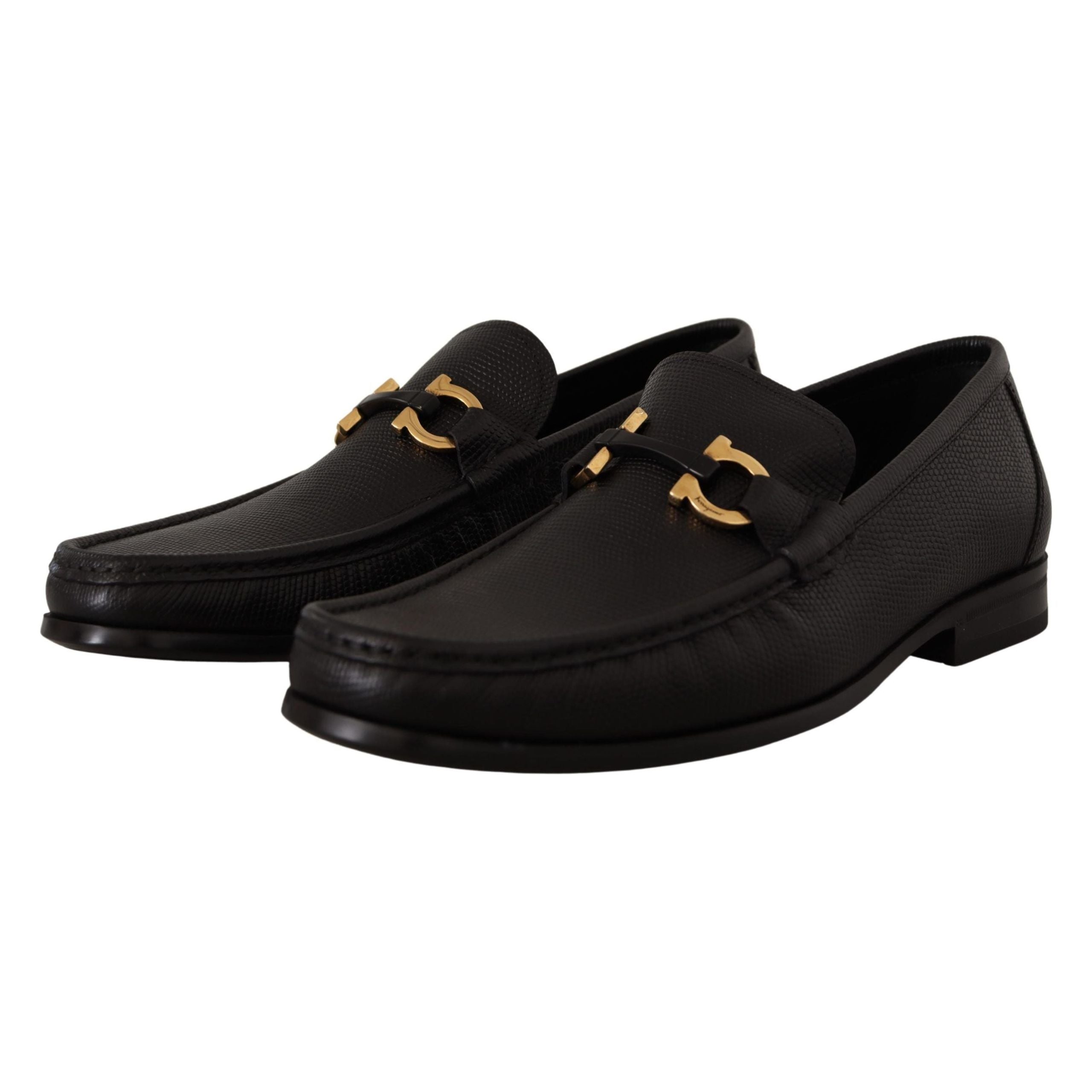 Salvatore Ferragamo Black Calf Leather Loafers