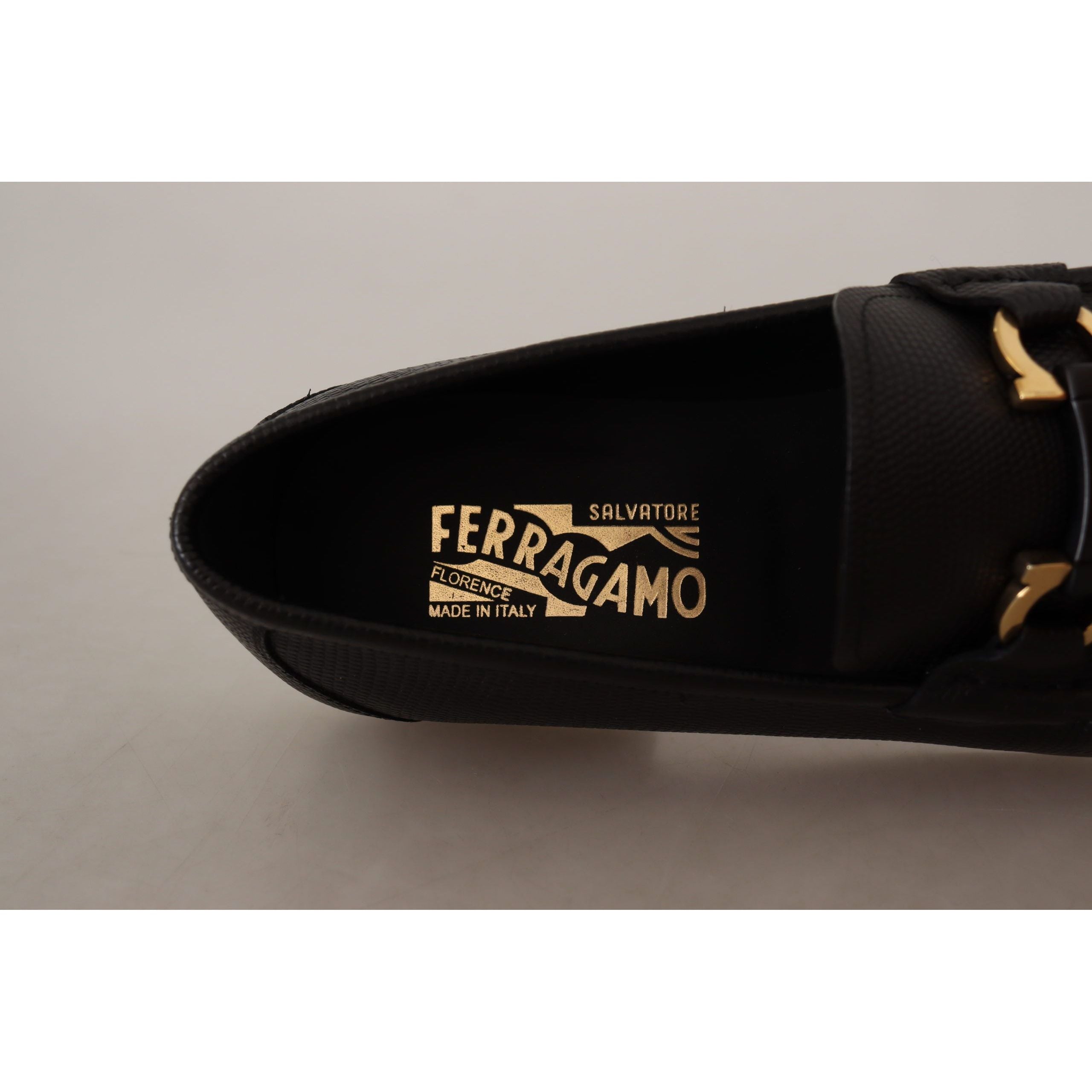 Salvatore Ferragamo Black Calf Leather Loafers