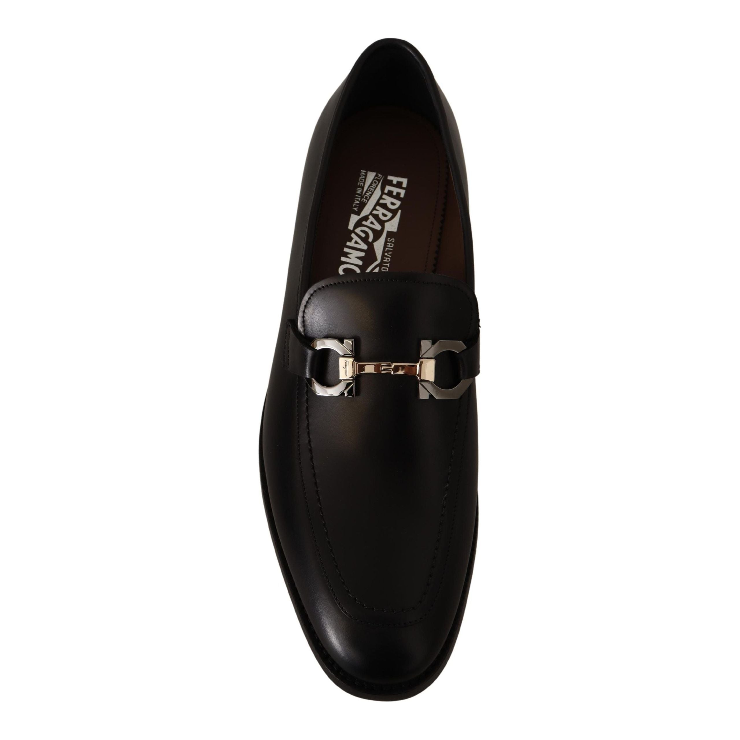 Salvatore Ferragamo Black Calf Leather Gancio Bit Loafers