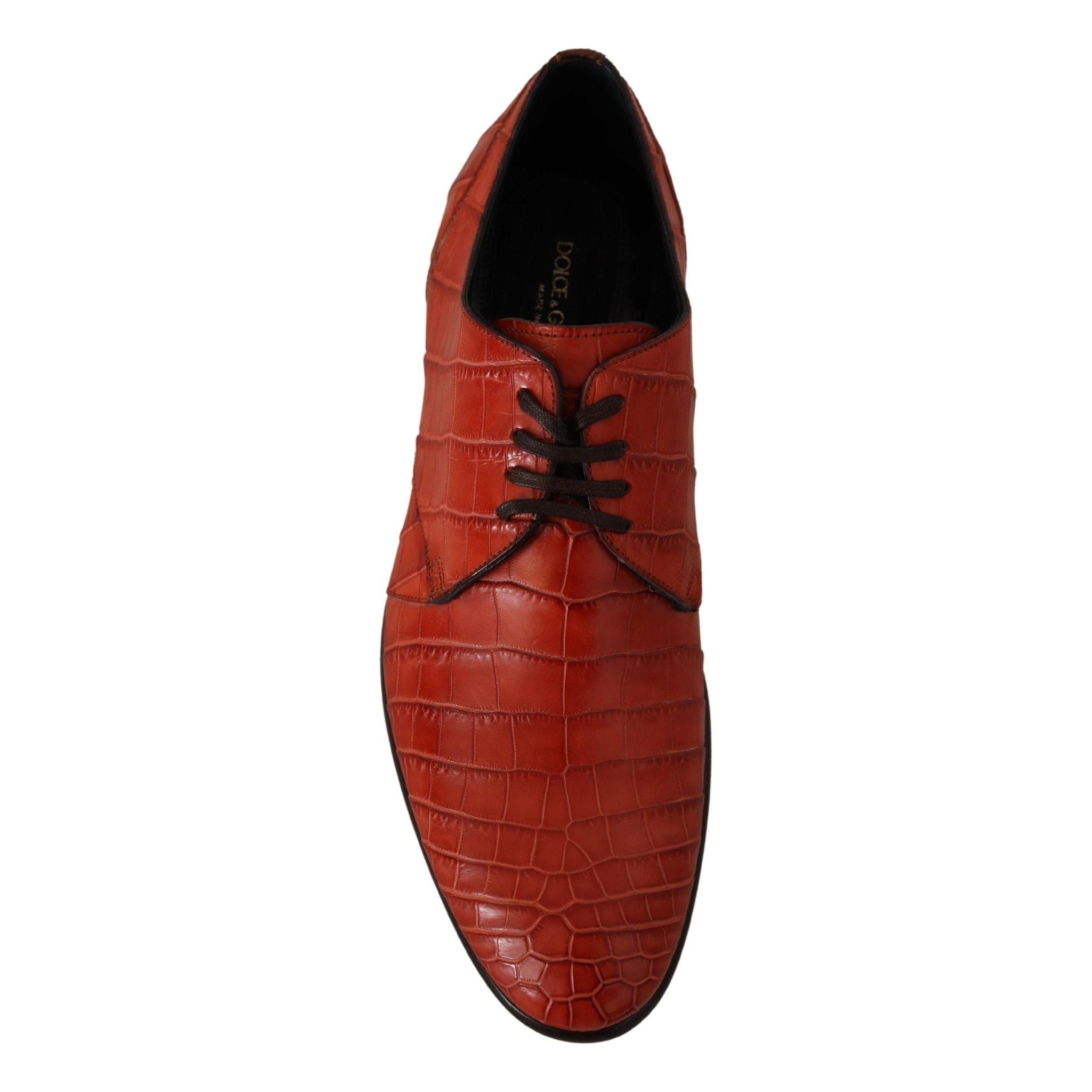 Dolce & Gabbana Orange Croc Leather Lace-Up Dress Shoes
