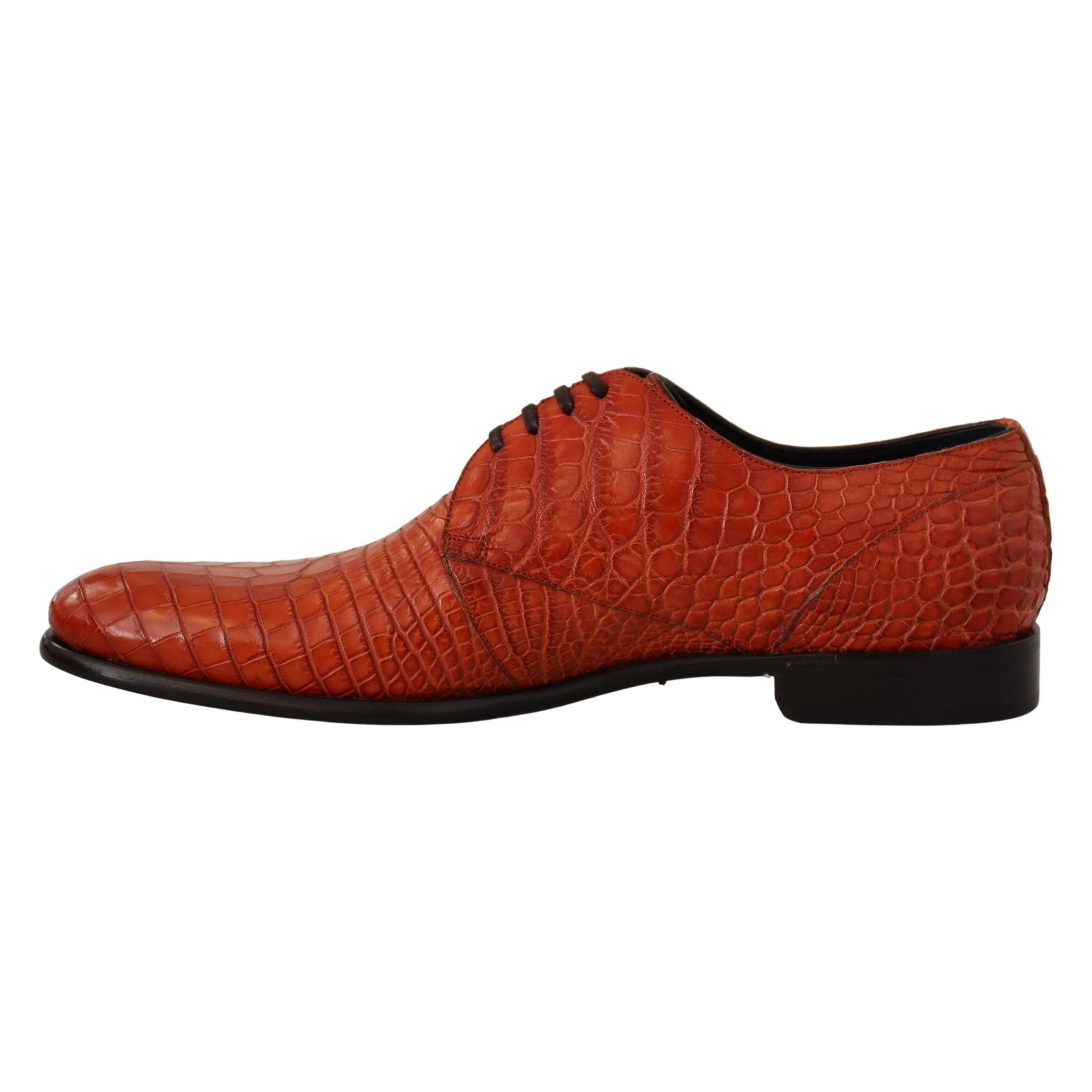 Dolce & Gabbana Exotic Orange Croc Leather Laceup Dress Shoes