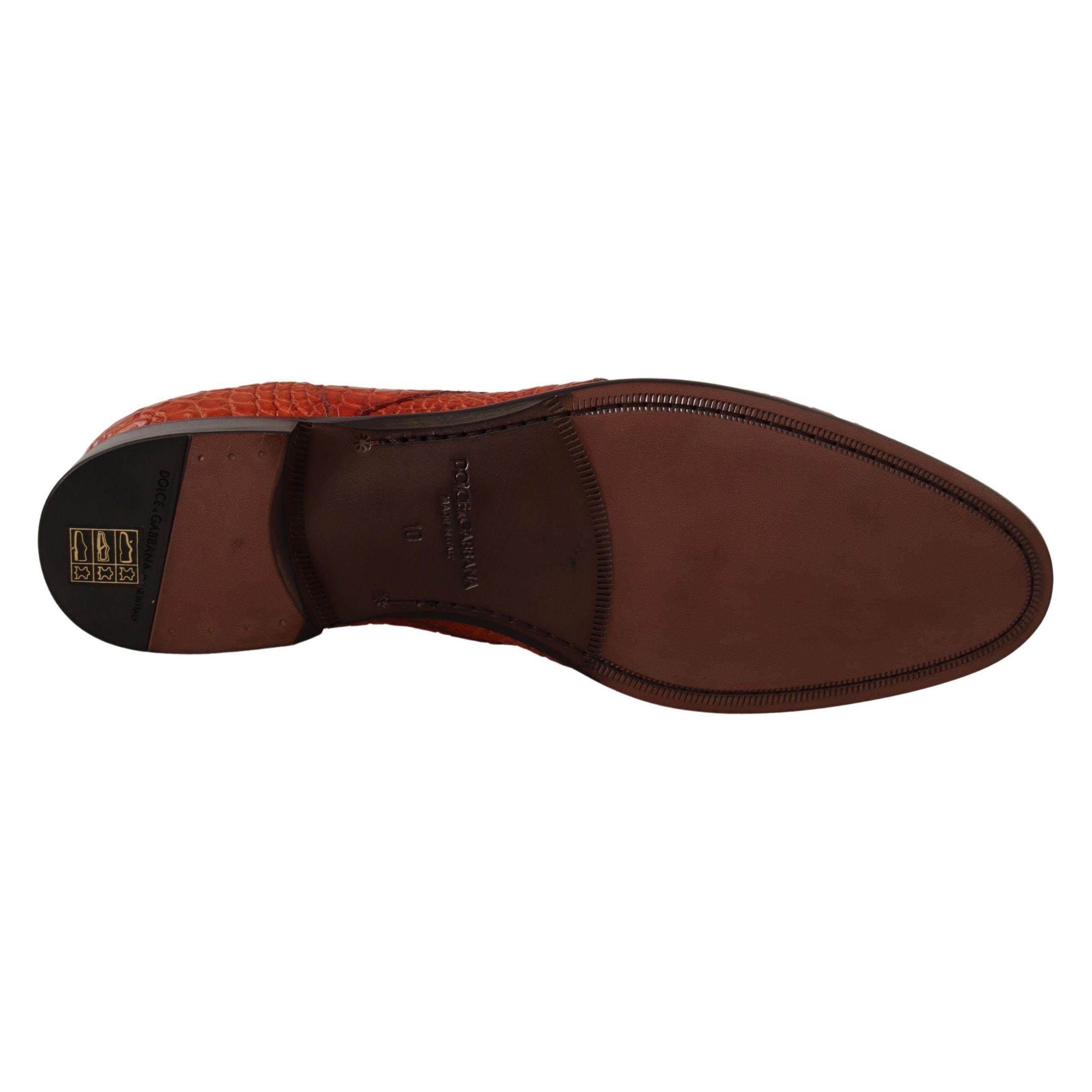 Dolce & Gabbana Exotic Orange Croc Leather Laceup Dress Shoes