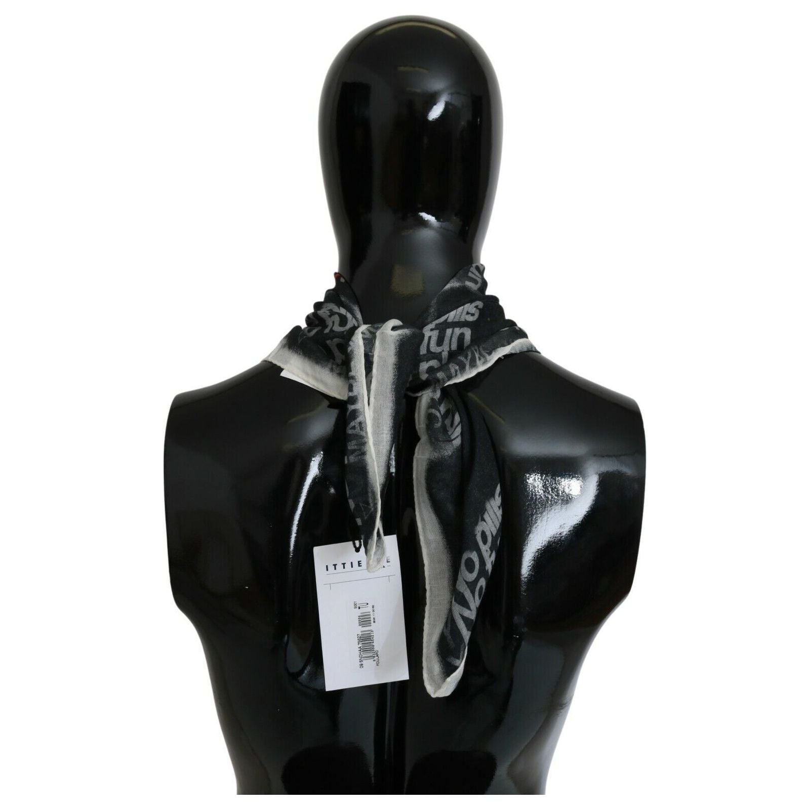 Costume National Black Wool-Blend Scarf Bandana Luxe