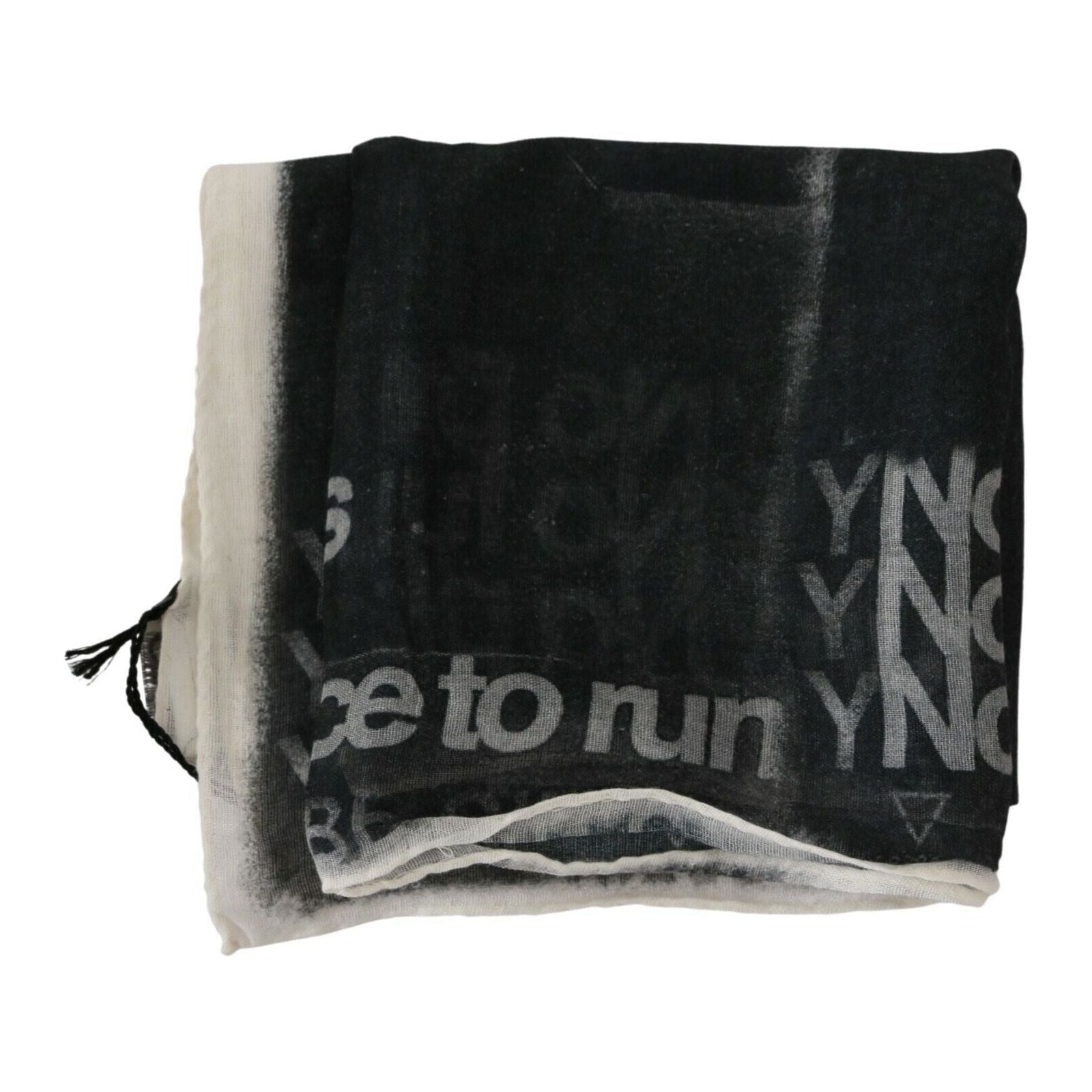 Costume National Black Wool-Blend Scarf Bandana Luxe