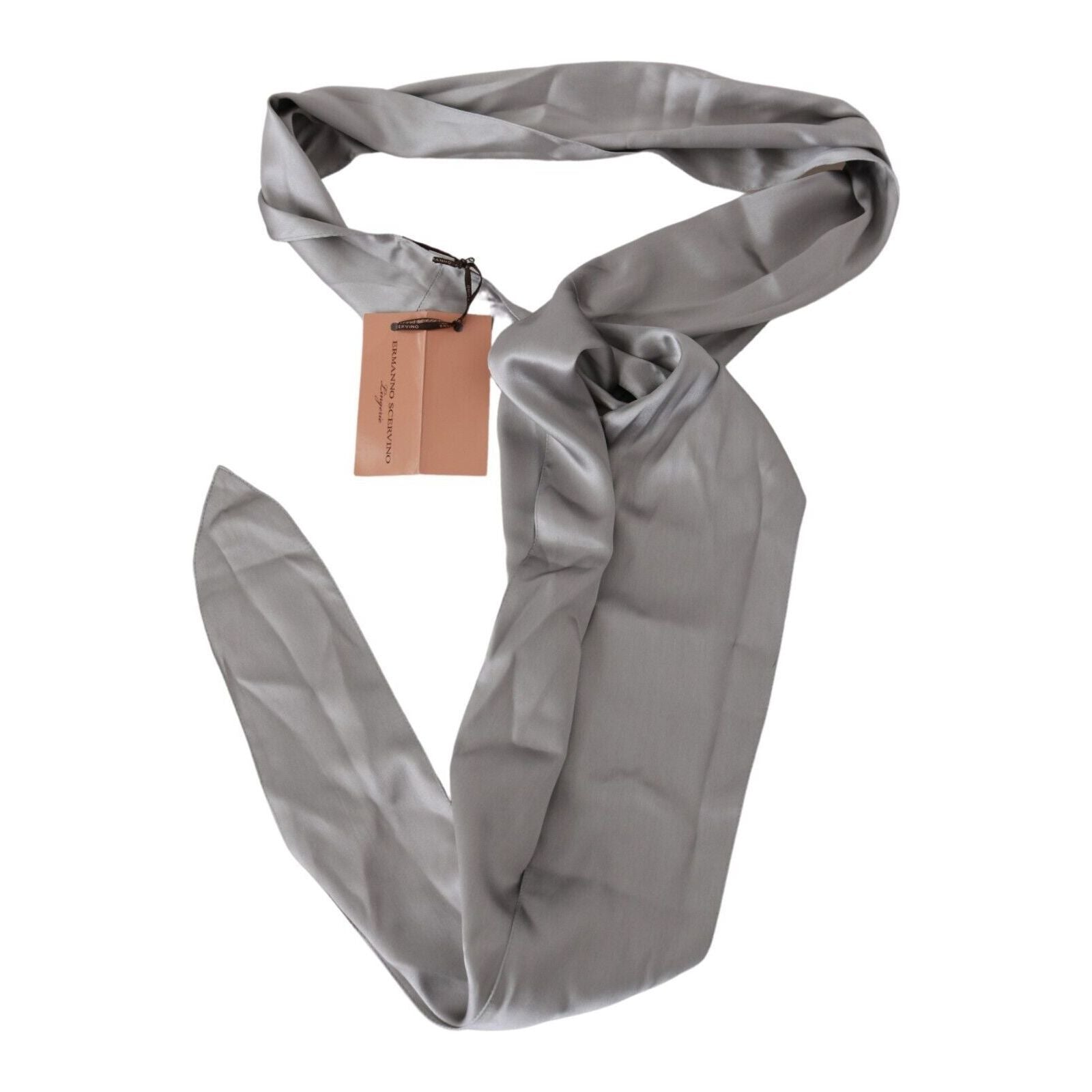 Ermanno Scervino Sleek Silver Silk Neck Scarf