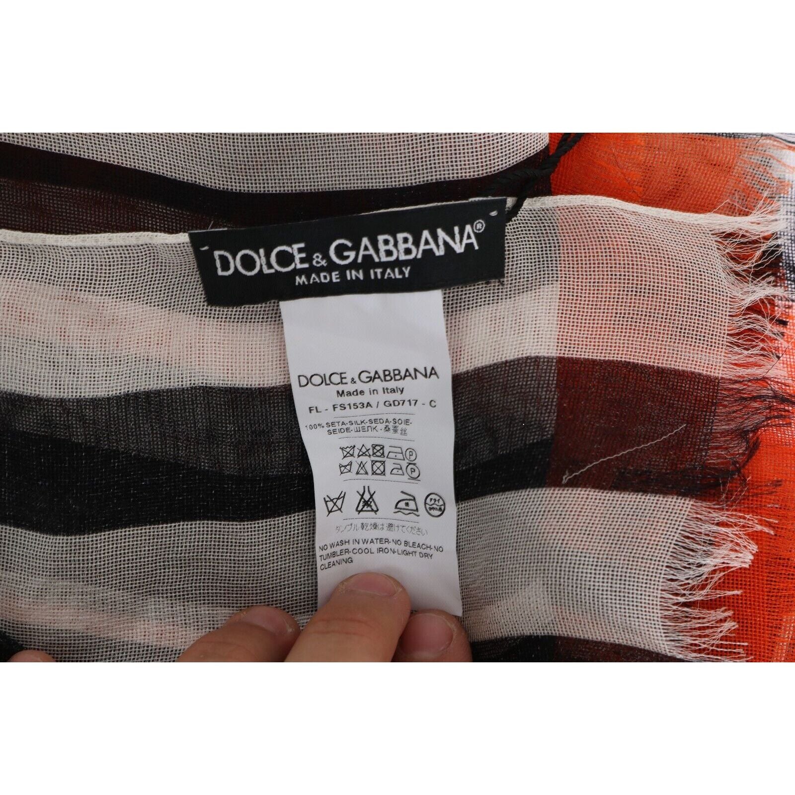 Dolce & Gabbana Multicolor Silk Fringed Scarf