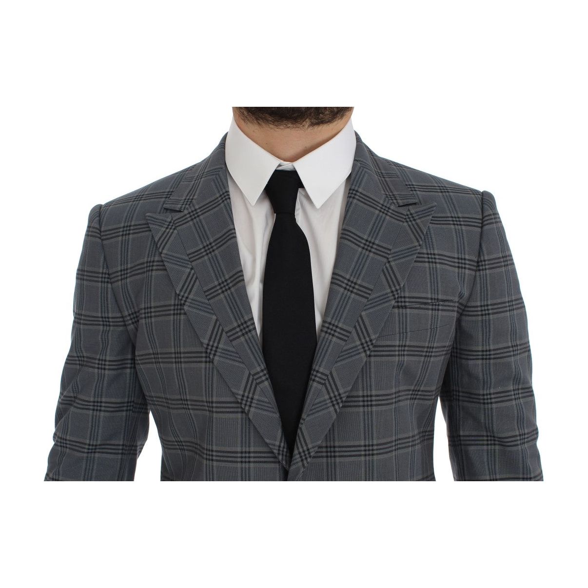Dolce & Gabbana Blue Cotton Checkered Slim Fit Blazer