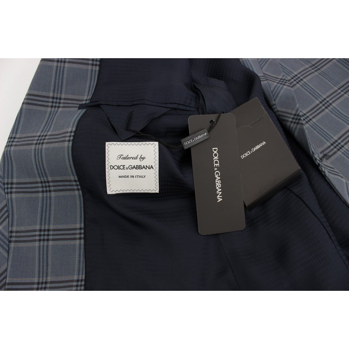 Dolce & Gabbana Blue Cotton Checkered Slim Fit Blazer