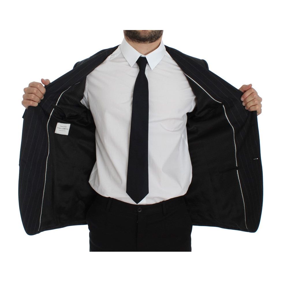 Dolce & Gabbana Chic Gray Striped Wool Blazer Jacket