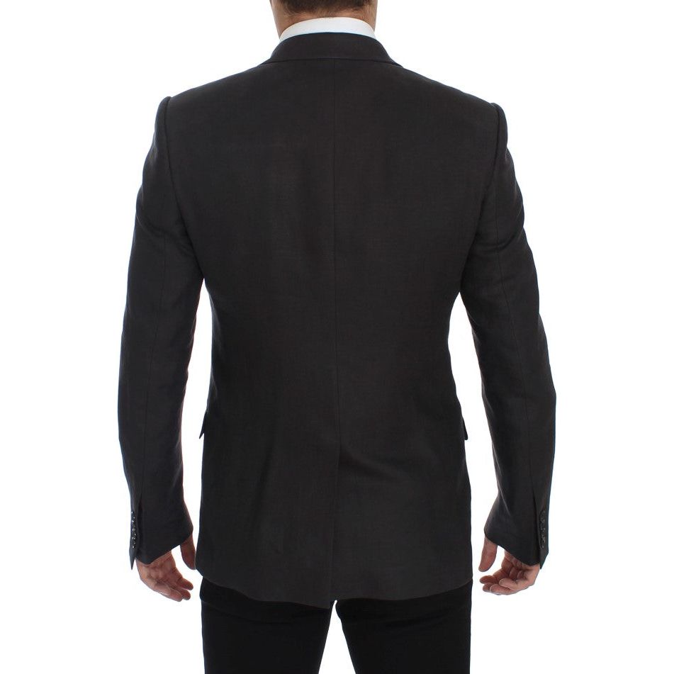 Dolce & Gabbana Gray Linen Slim Fit Blazer and Vest