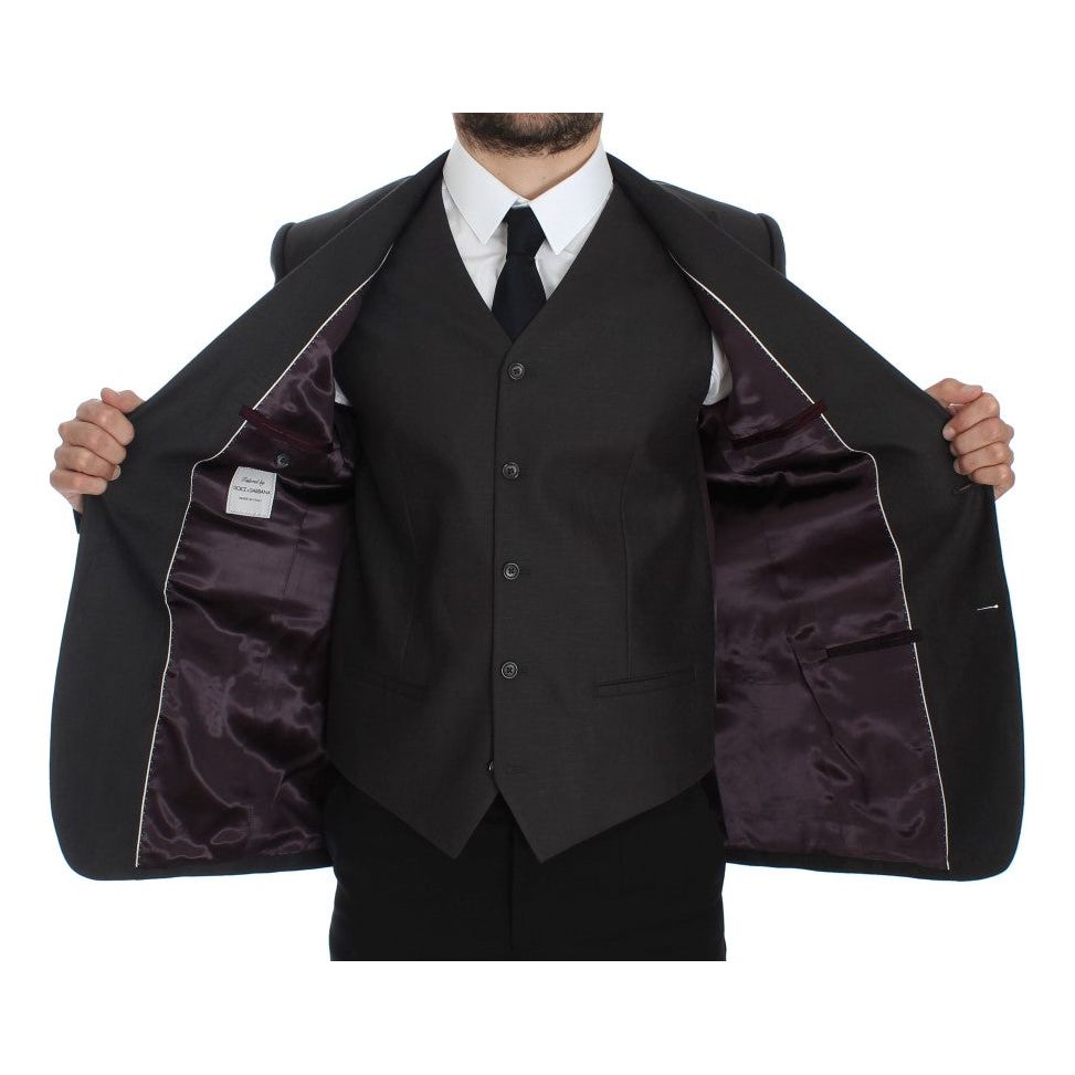 Dolce & Gabbana Gray Linen Slim Fit Blazer and Vest