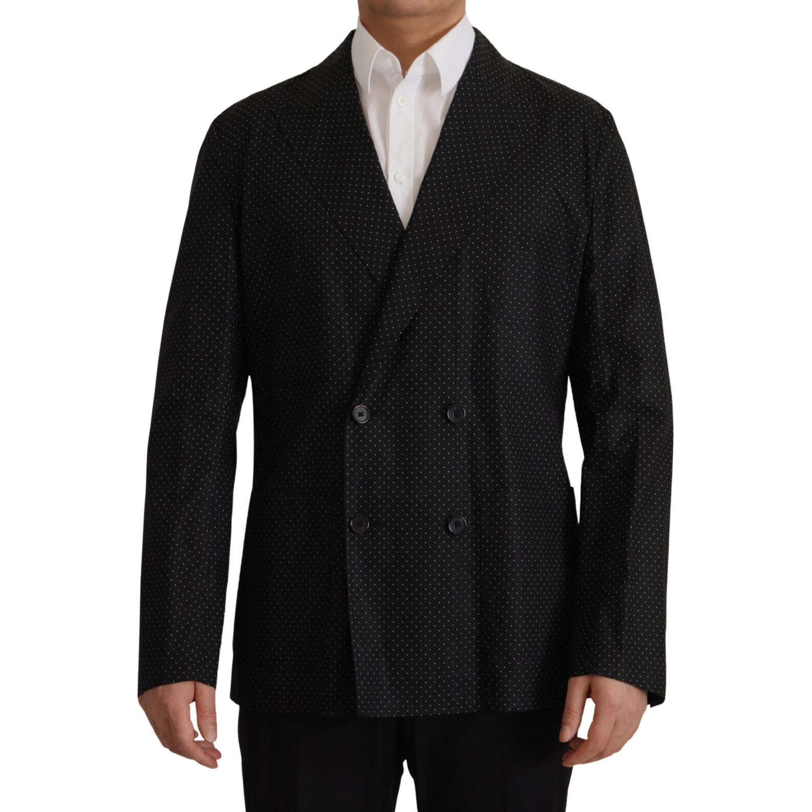 Dolce & Gabbana Black Cotton Polka Dot Blazer