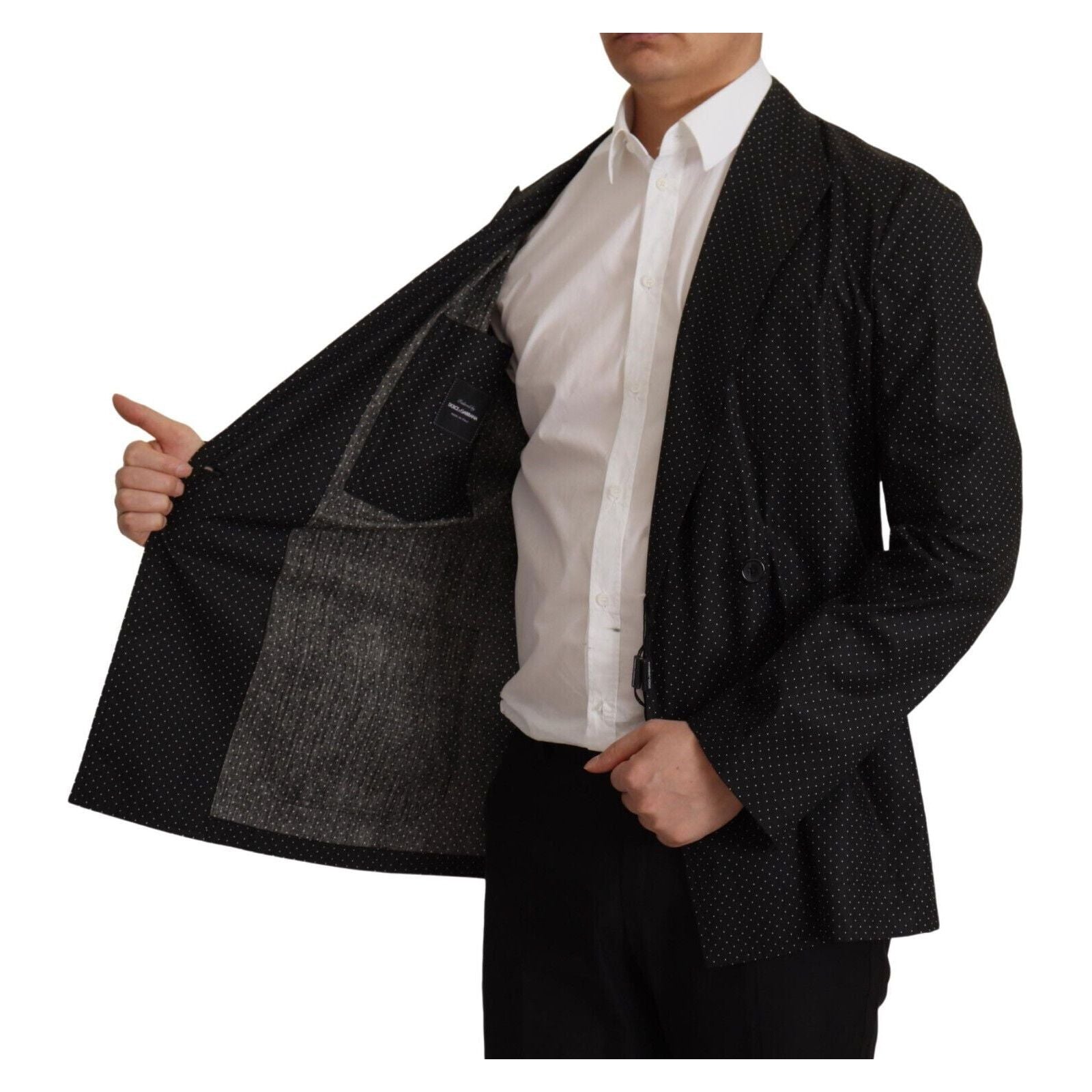 Dolce & Gabbana Black Cotton Polka Dot Blazer