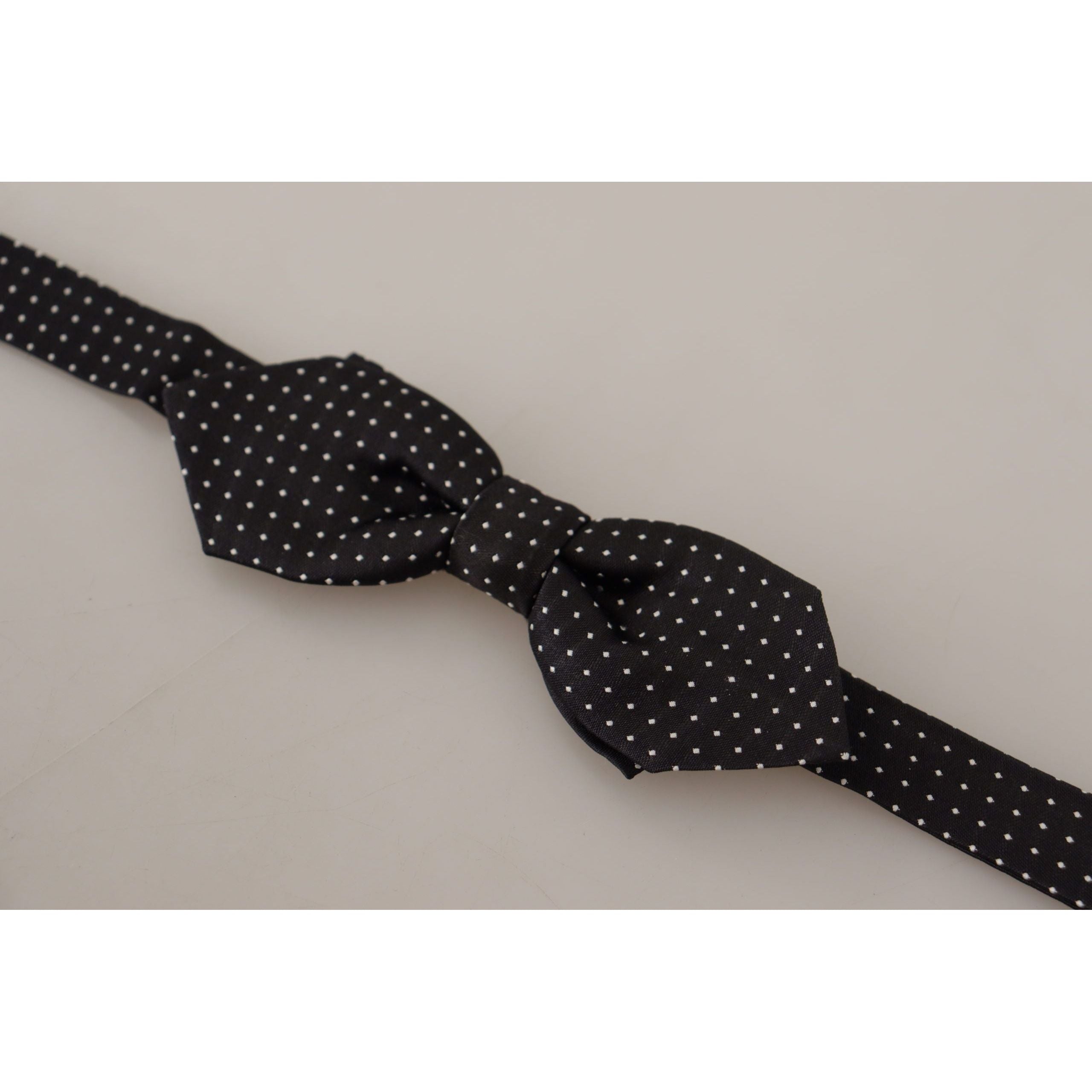 Dolce & Gabbana Black Exquisite Silk Polka Dot Bow Tie