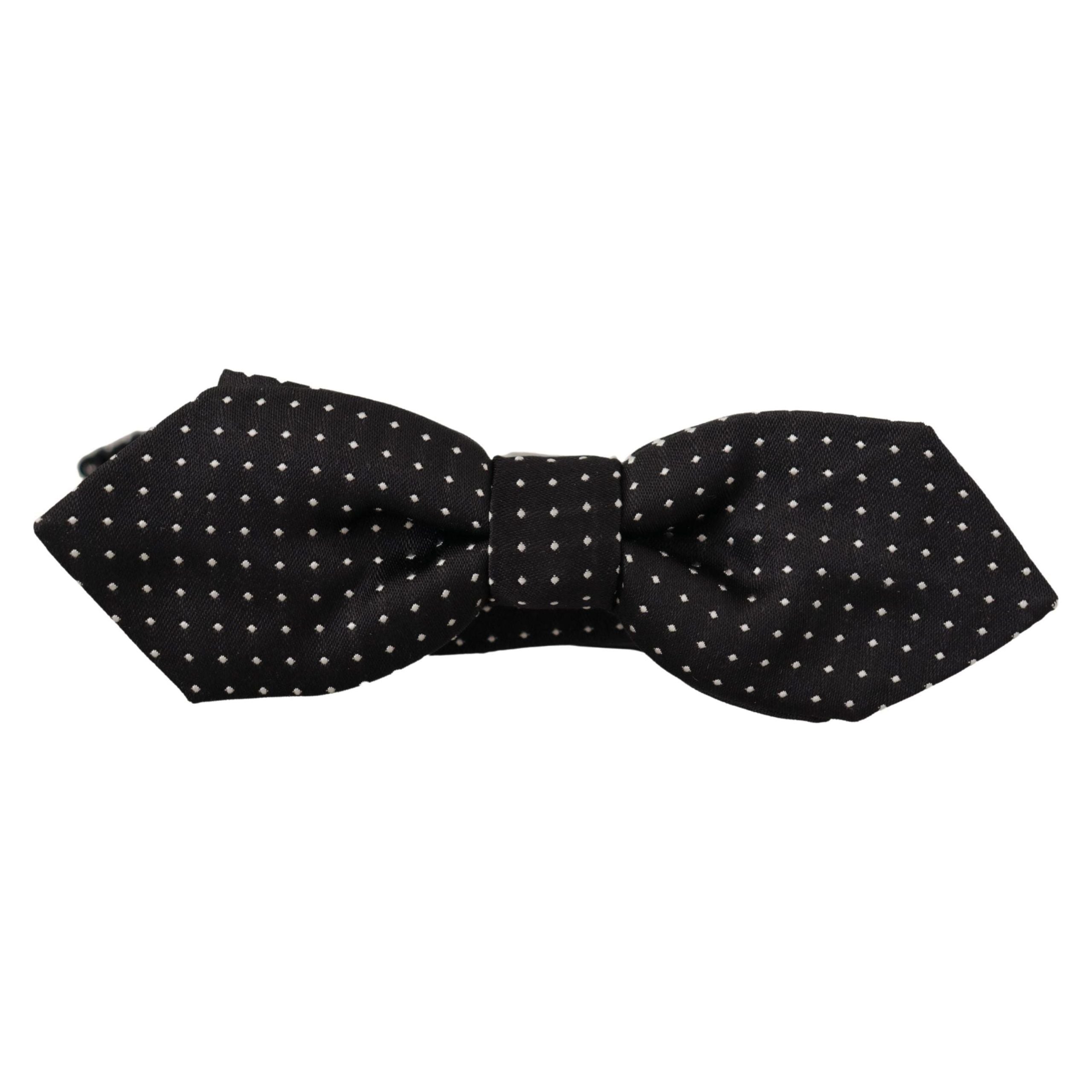 Dolce & Gabbana Black Exquisite Silk Polka Dot Bow Tie