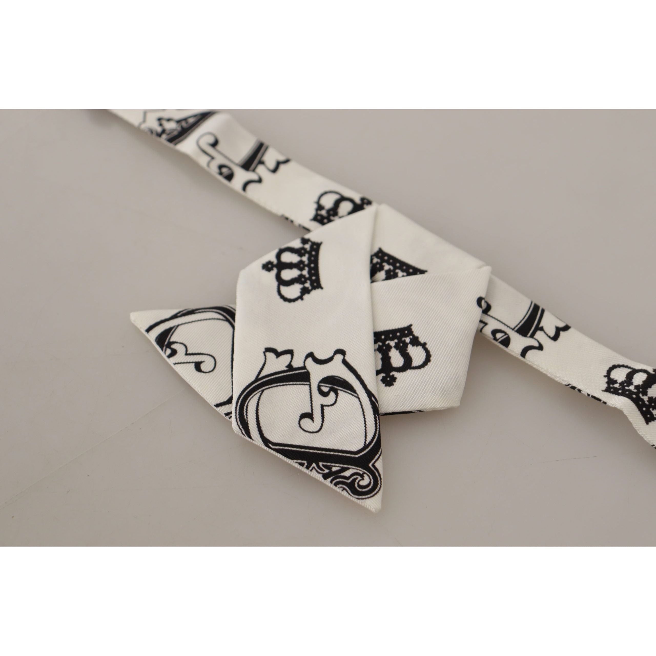 Dolce & Gabbana Black Silk Crown-Patterned Bow Tie
