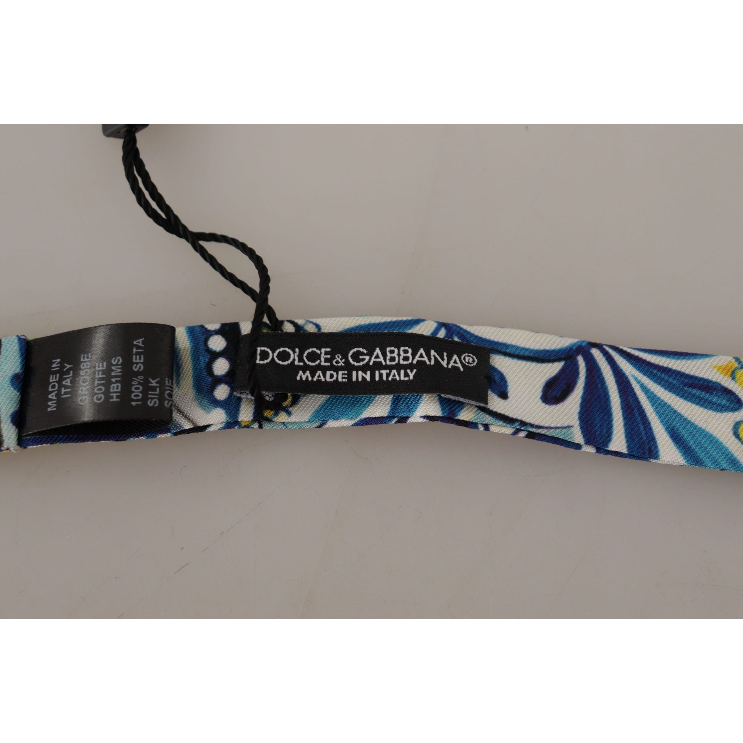 Dolce & Gabbana Multicolor Silk Bow Tie Majolica Print