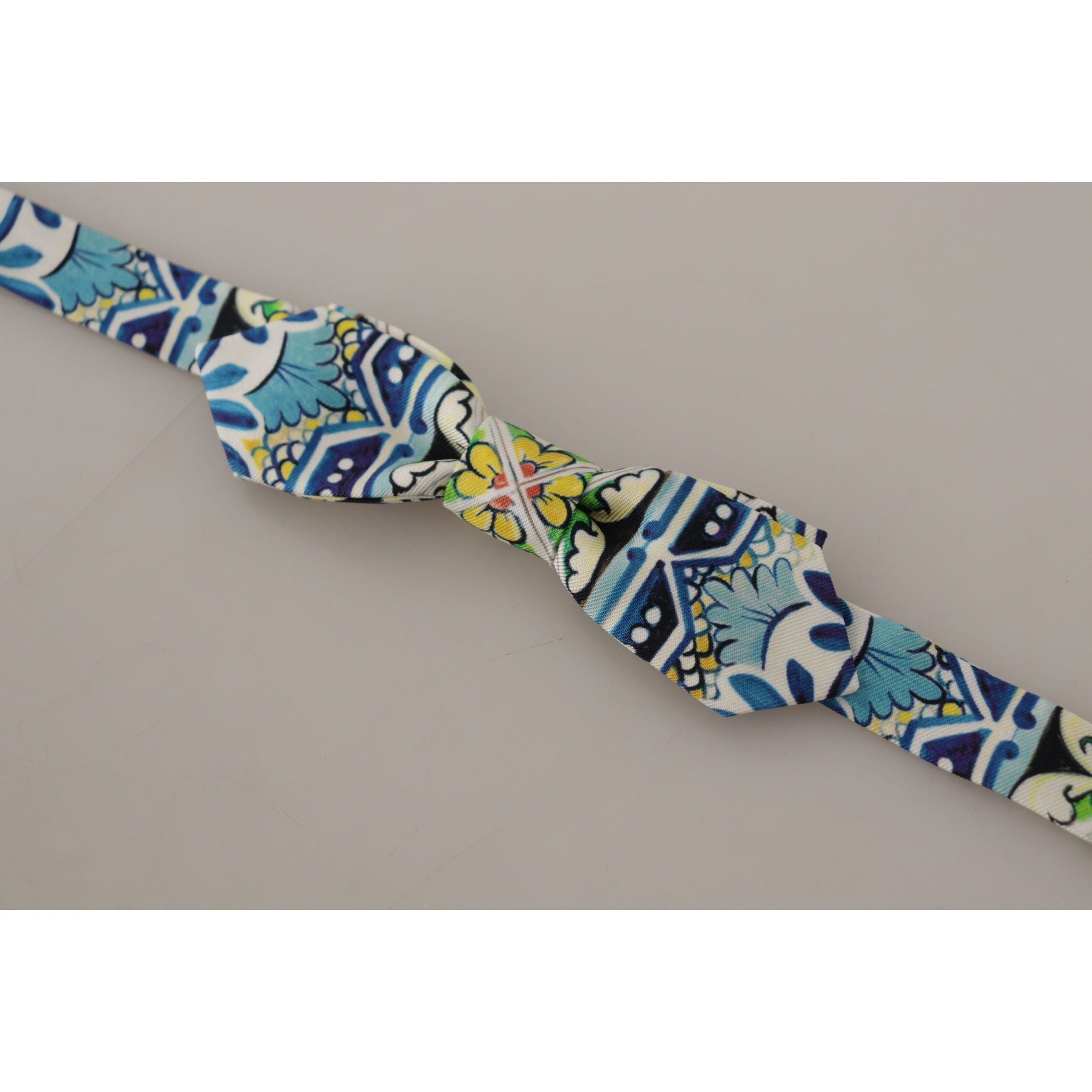 Dolce & Gabbana Multicolor Silk Bow Tie Majolica Print