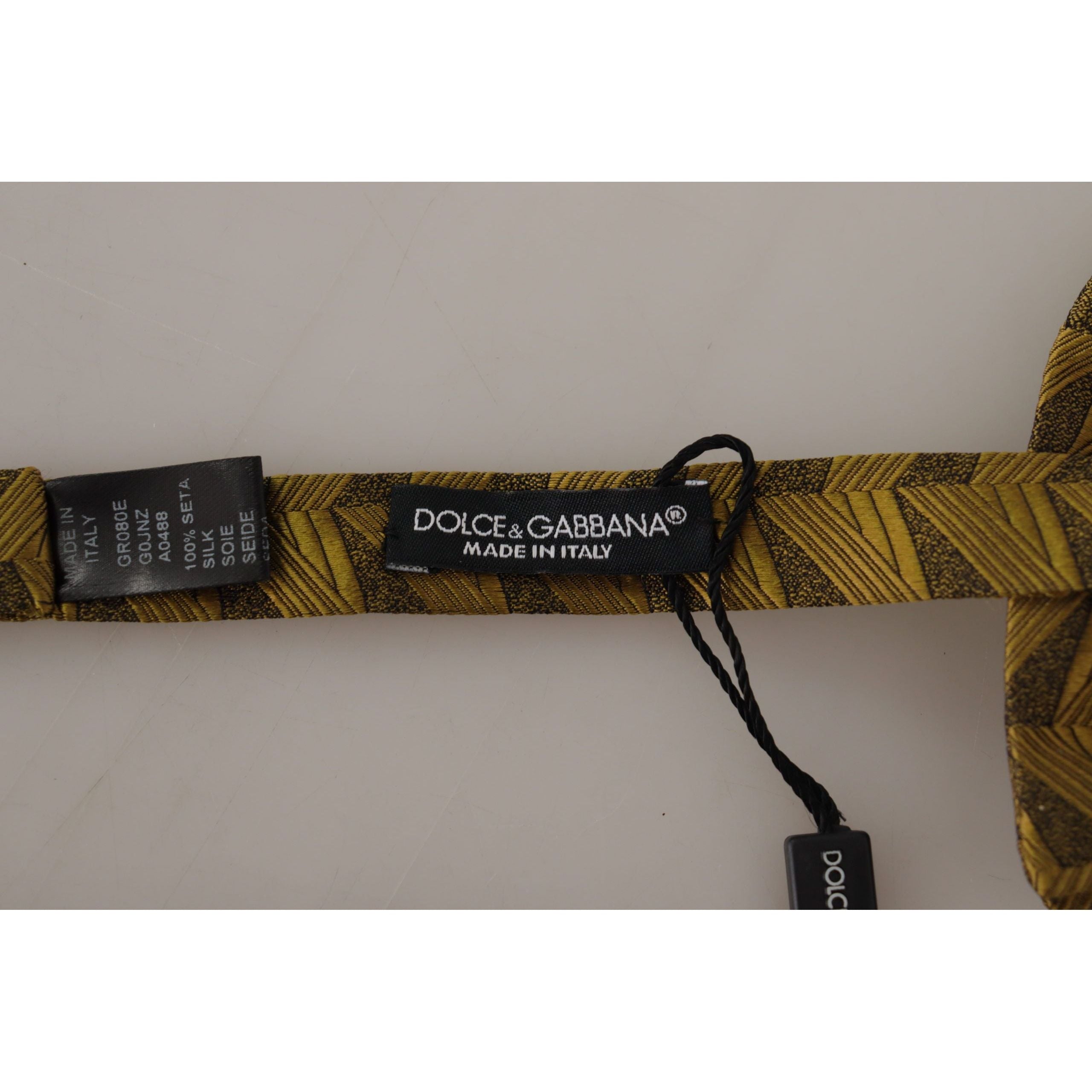 Dolce & Gabbana Gold Silk Bow Tie for Timeless Style