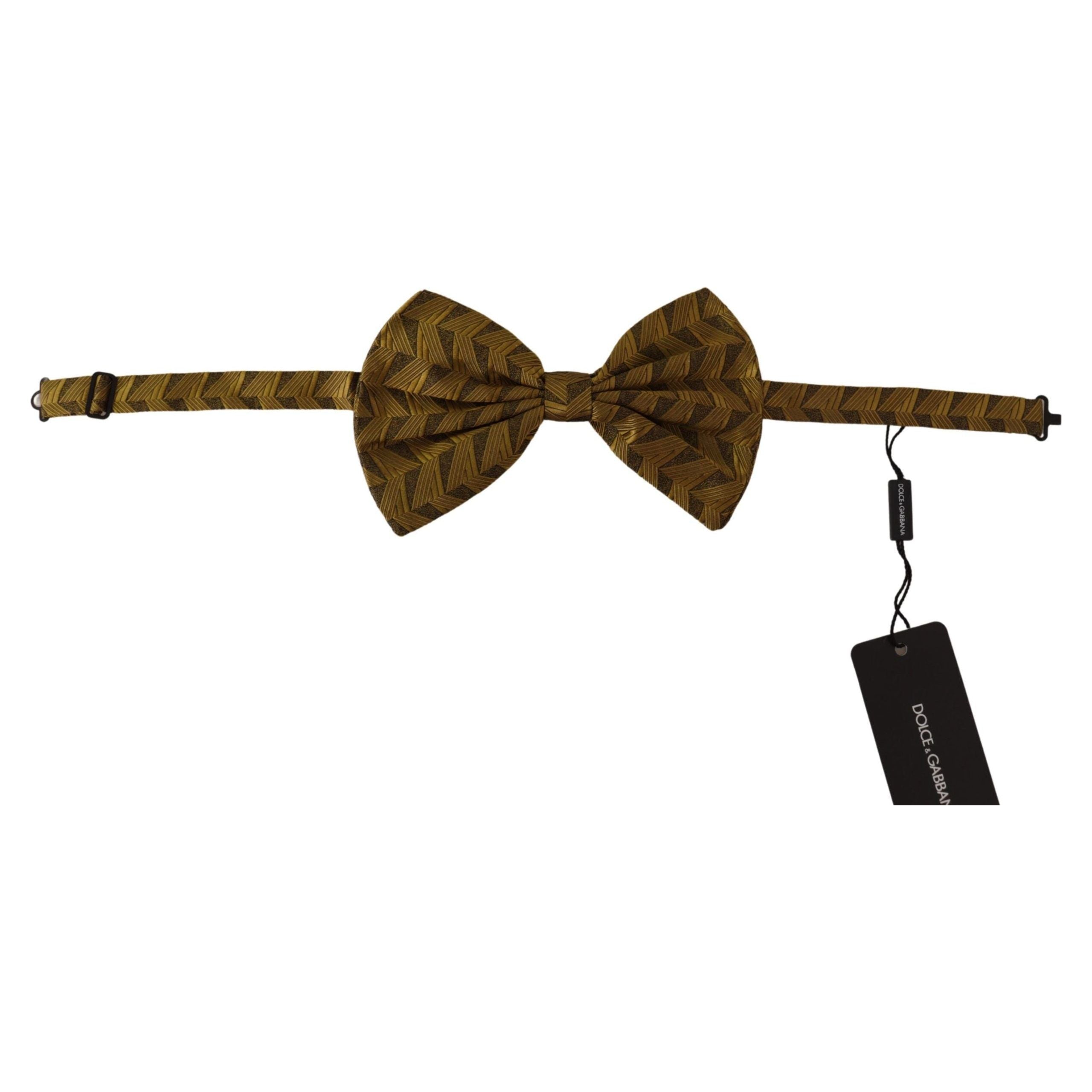Dolce & Gabbana Gold Silk Bow Tie for Timeless Style