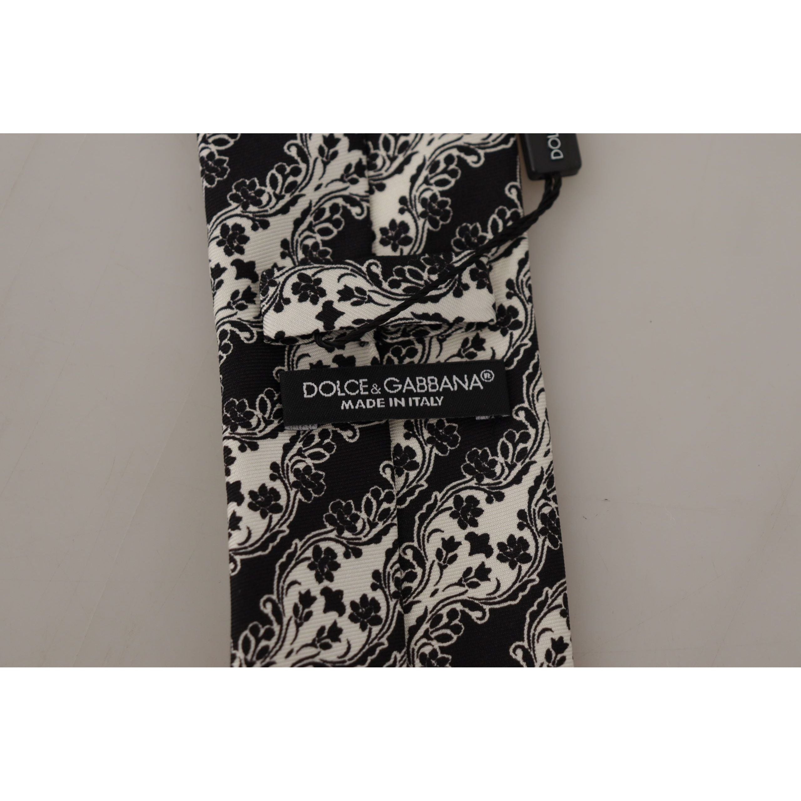 Dolce & Gabbana Black Silk Floral Print Bow Tie Accessory