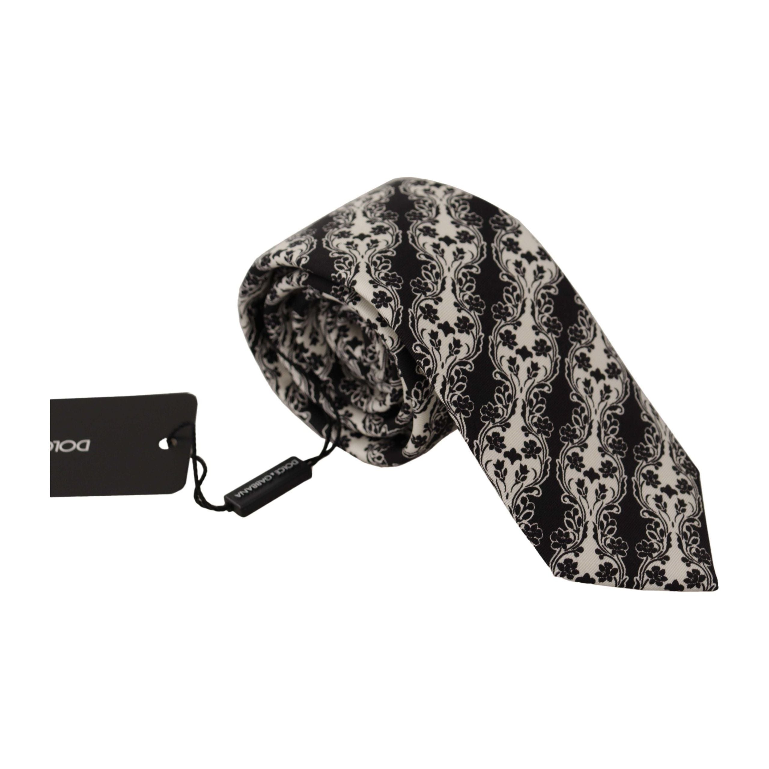 Dolce & Gabbana Black Silk Floral Print Bow Tie Accessory